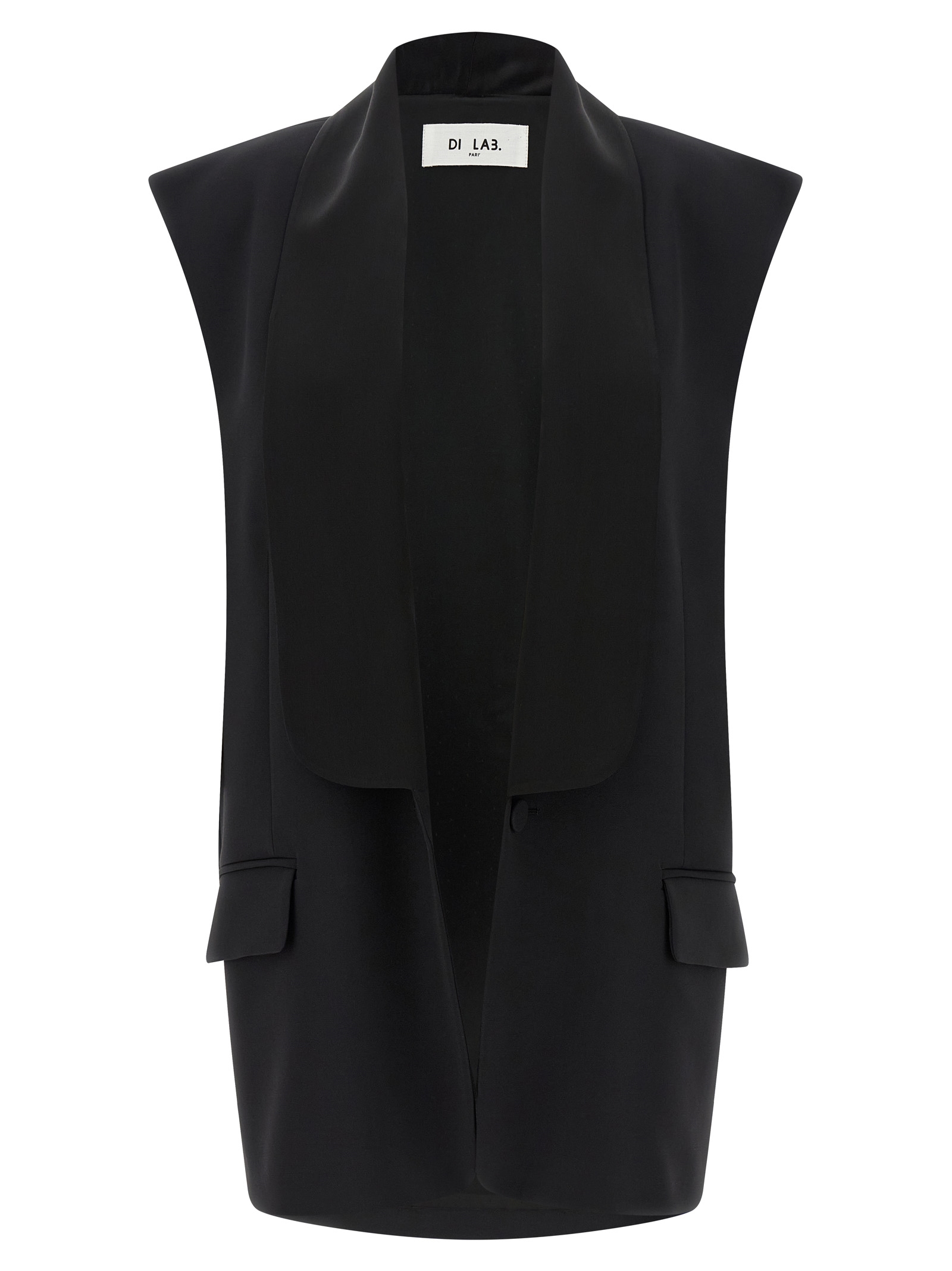 Black Viscose Sleeveless Jacket