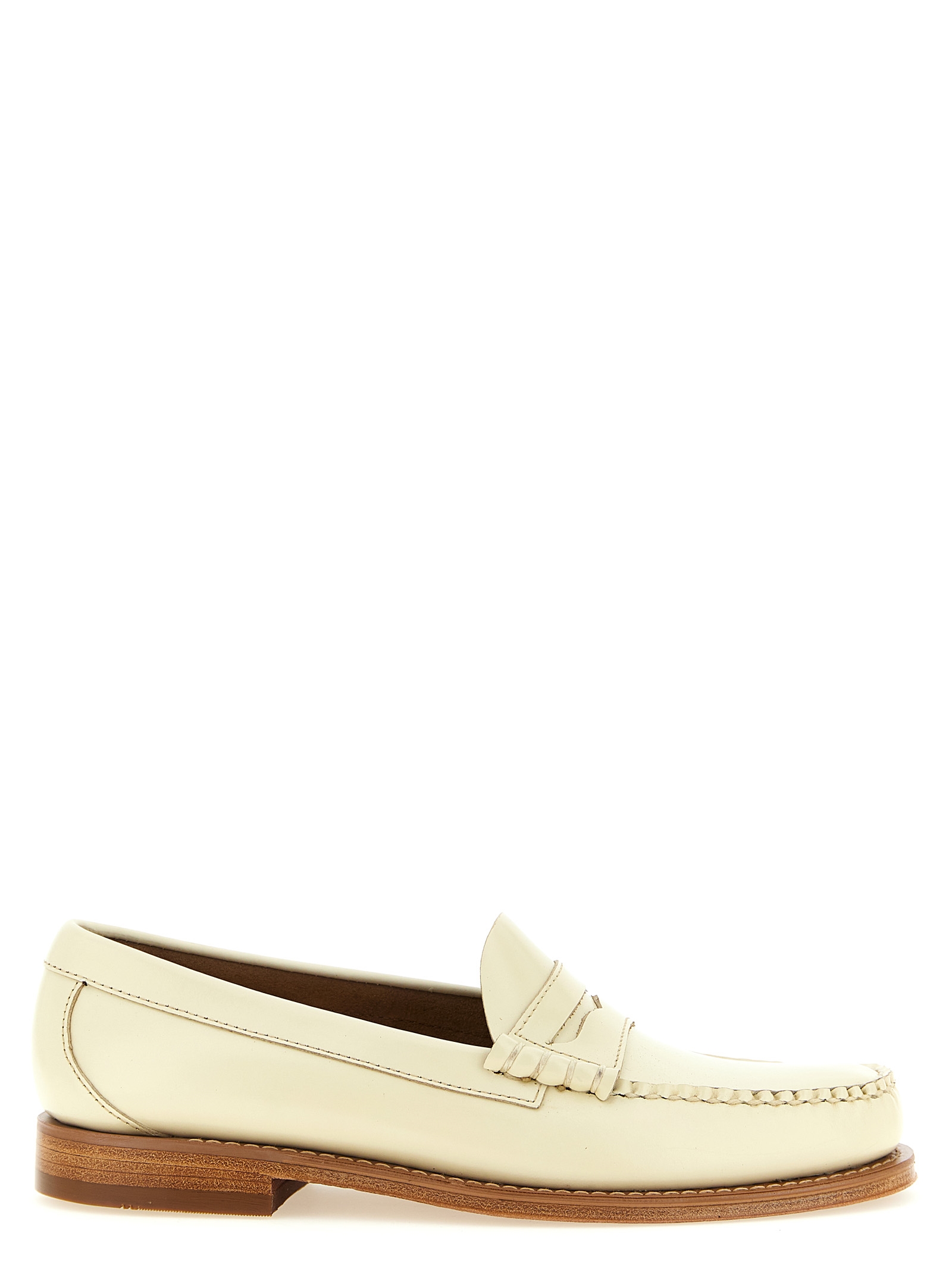 Beige Cowhide Slip-On Loafers