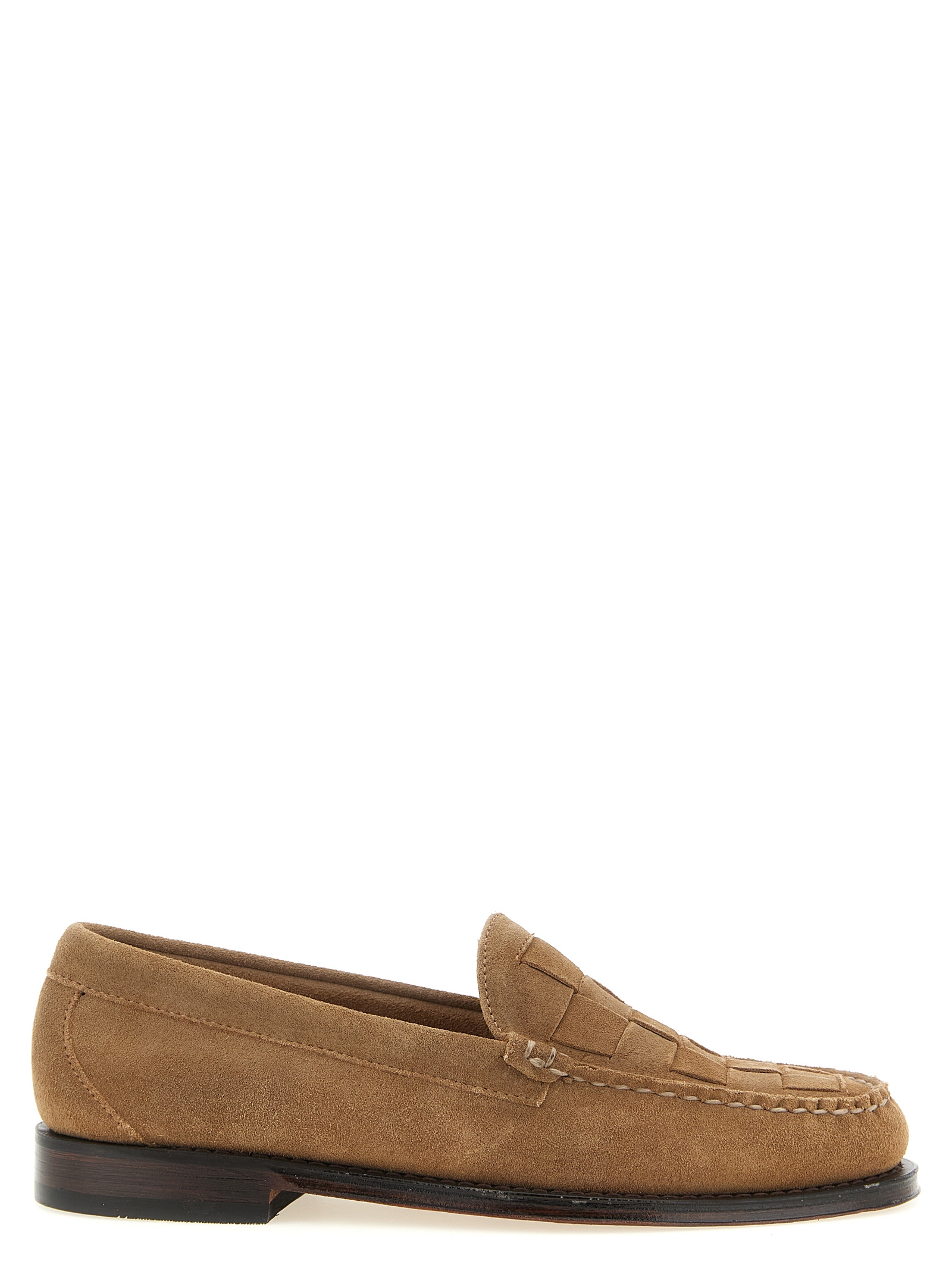 Beige Cowhide Slip-On Loafers