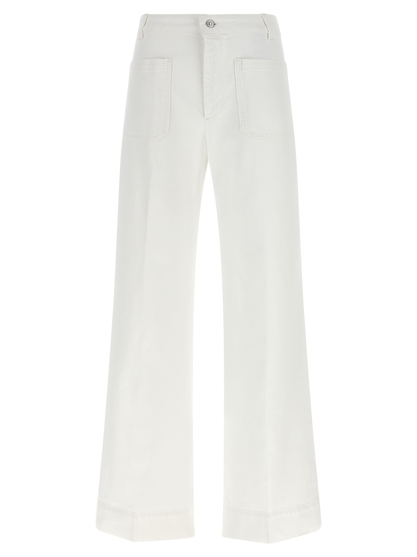 White Cotton Flared Jeans