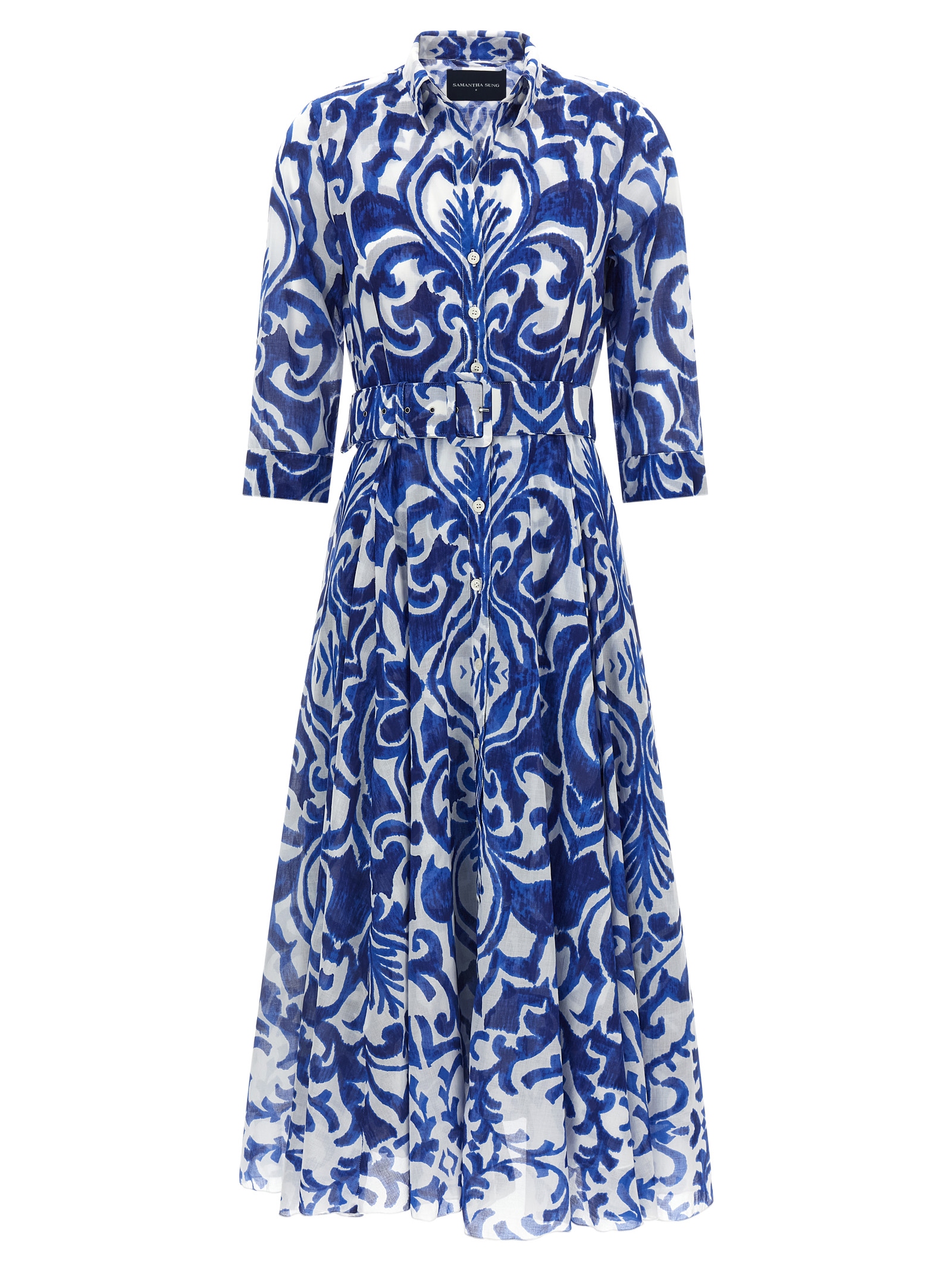 Blue Cotton Midi Dress