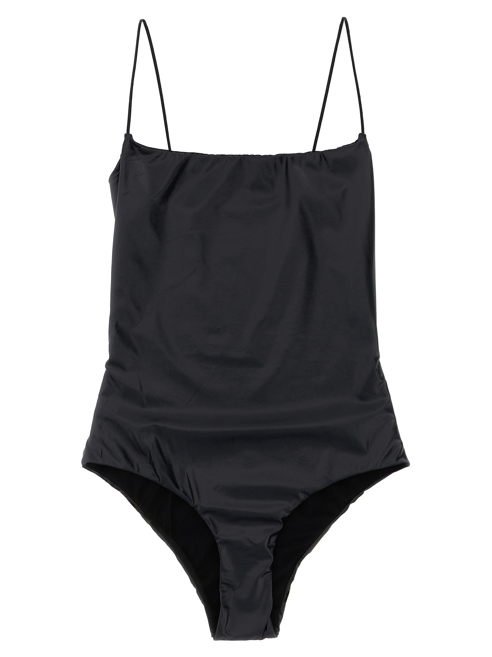 Black Polyester One-Piece Swimsuit