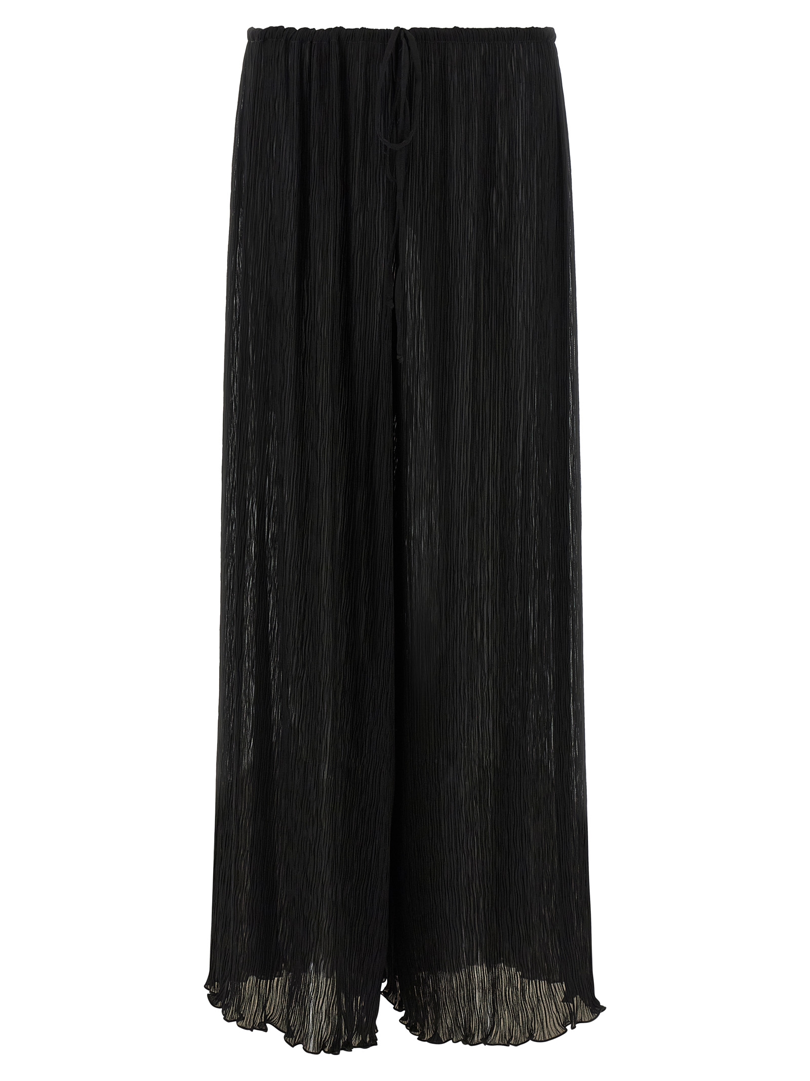 Black Polyester Casual Pants