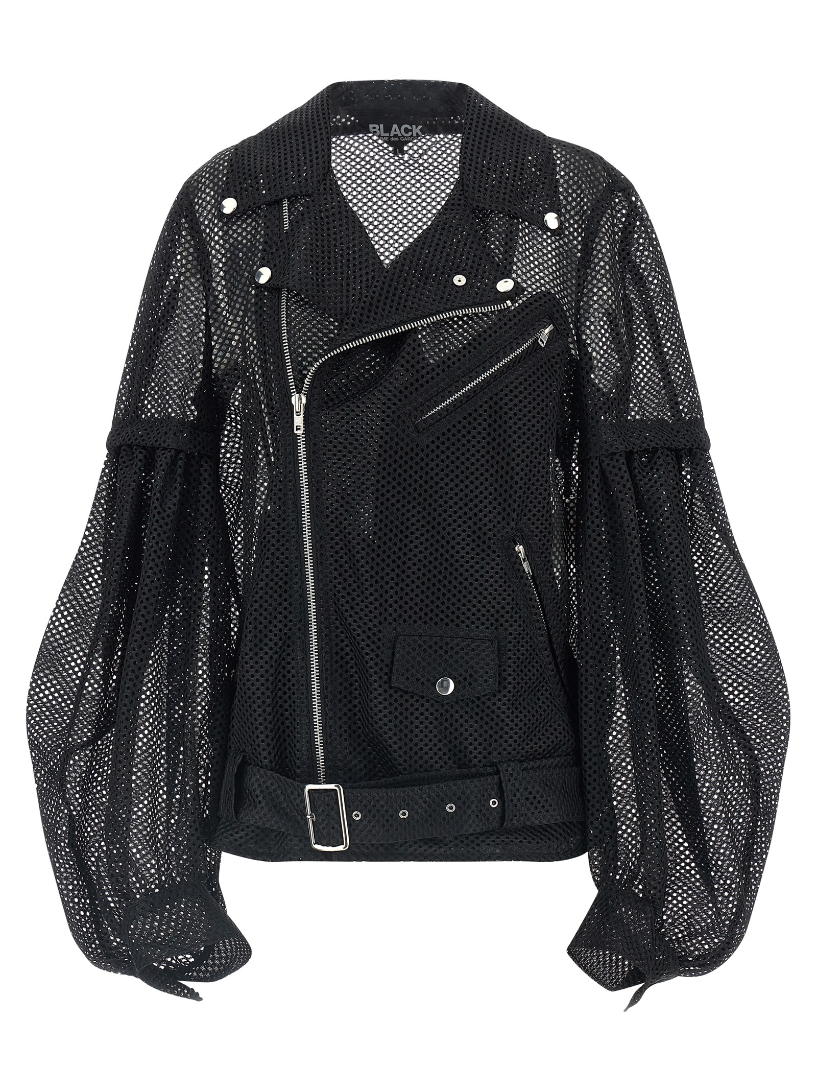 Black Polyester Biker Jacket
