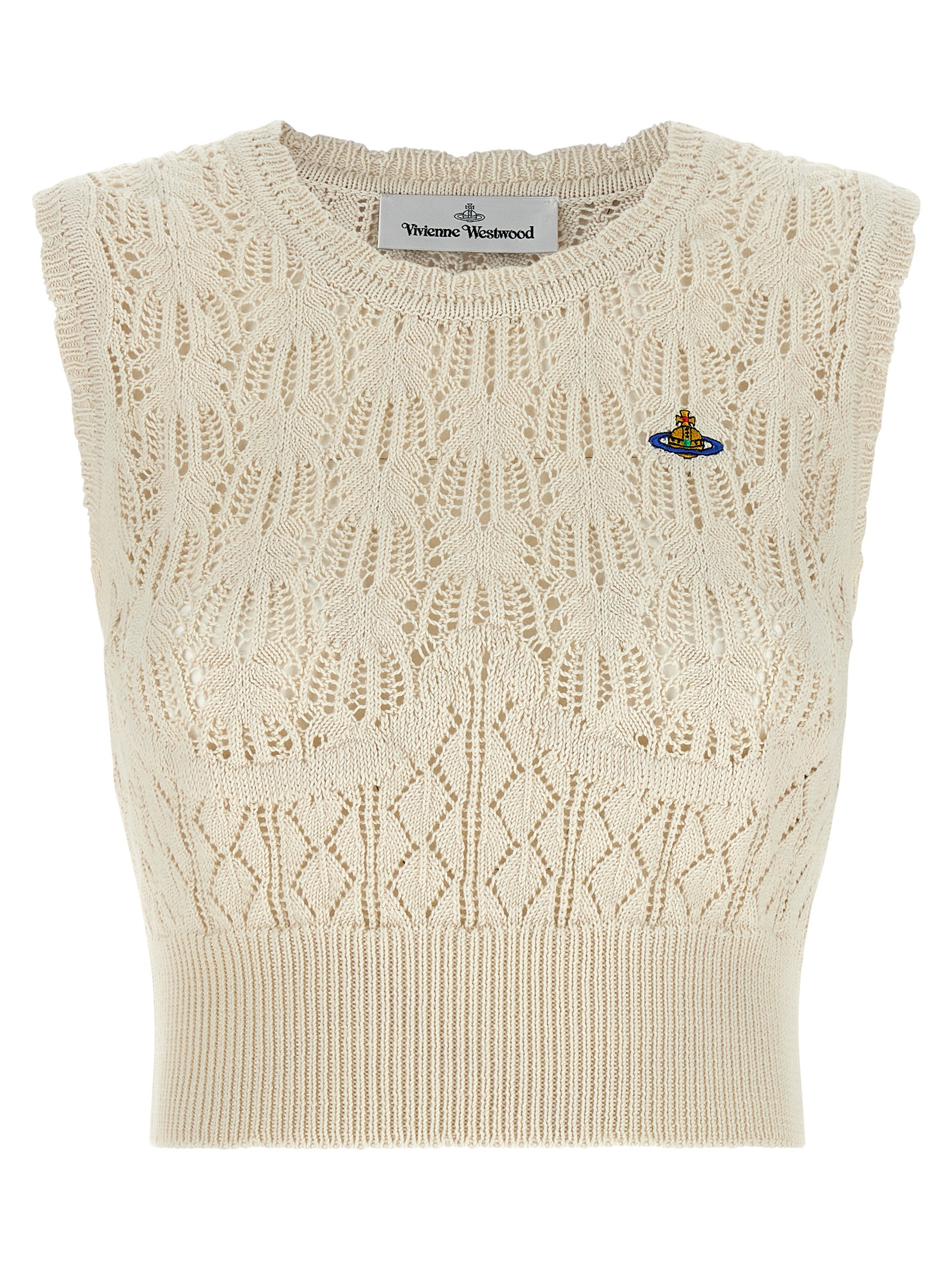 Beige Cotton Sleeveles T-Shirt