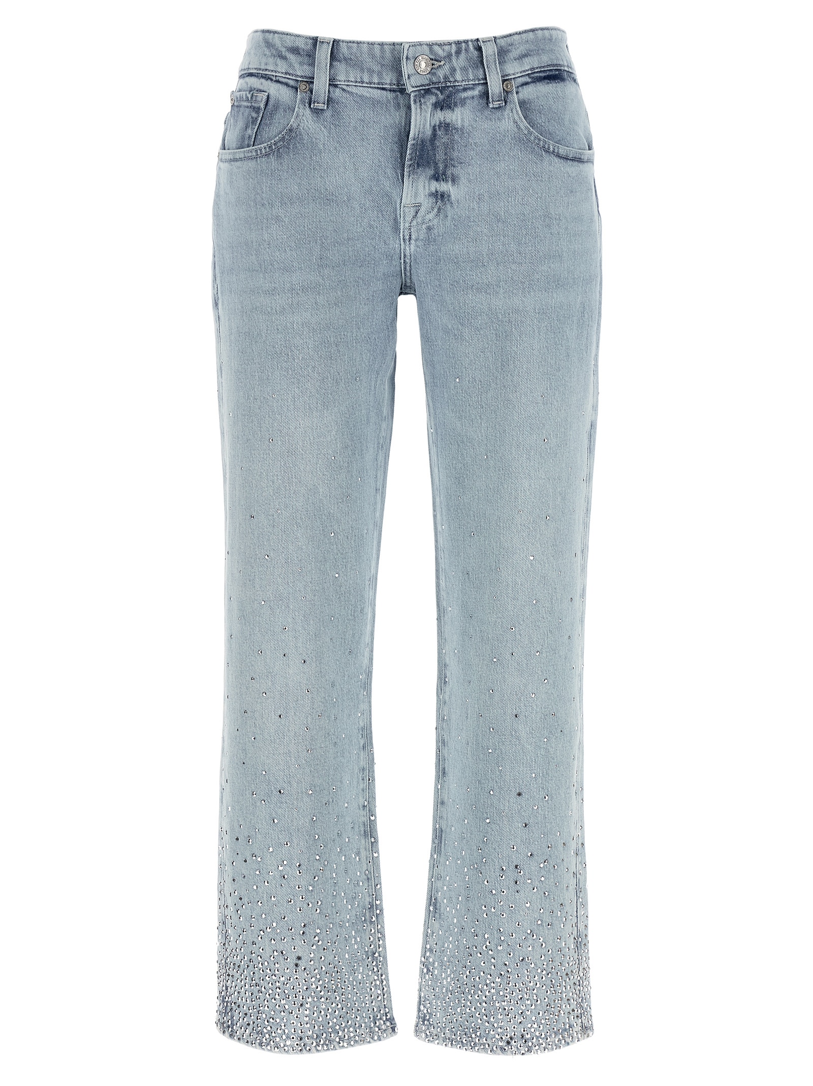 Blue Cotton Straight-Leg Jeans