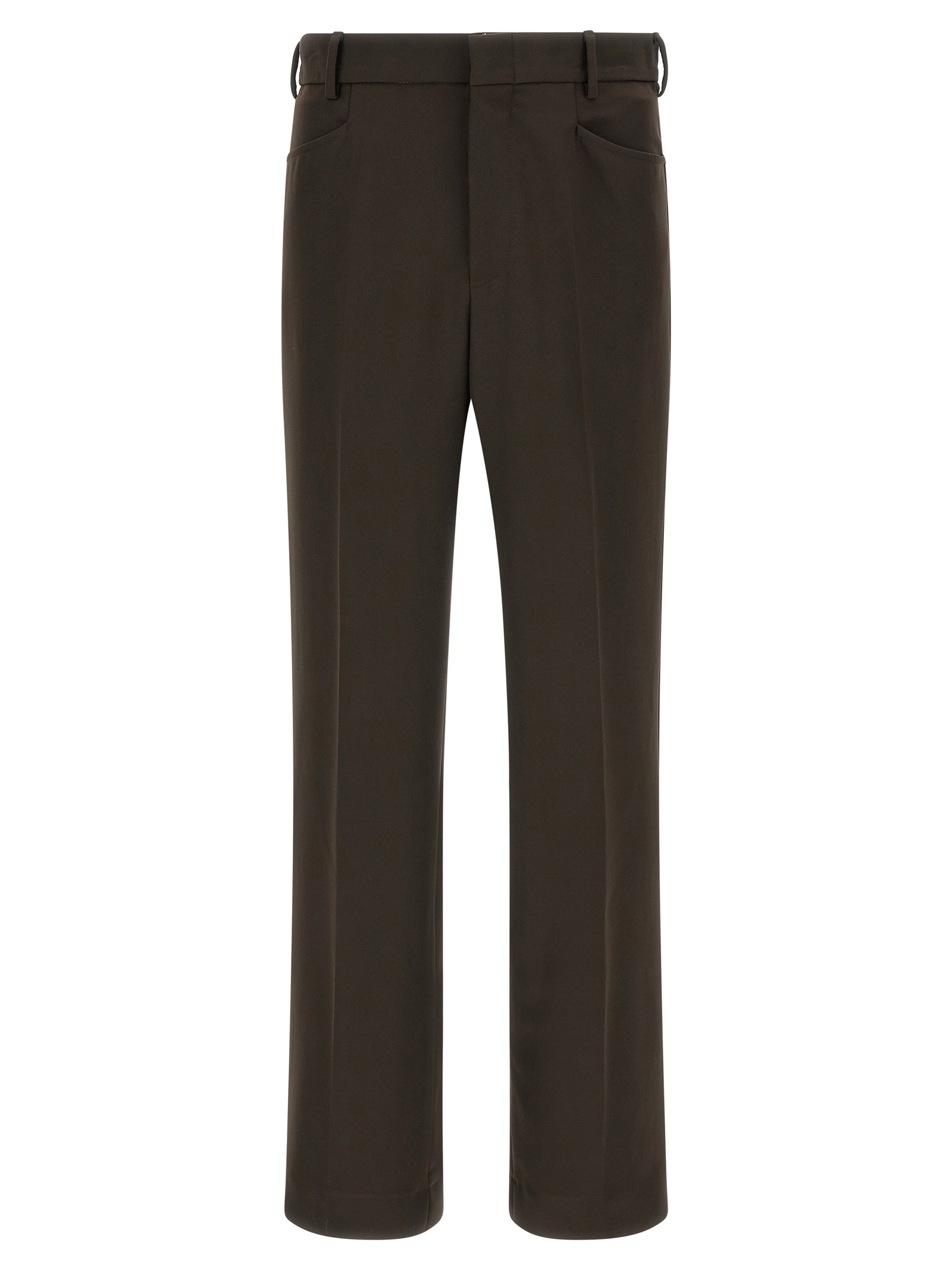 Brown Polyester Casual Pants