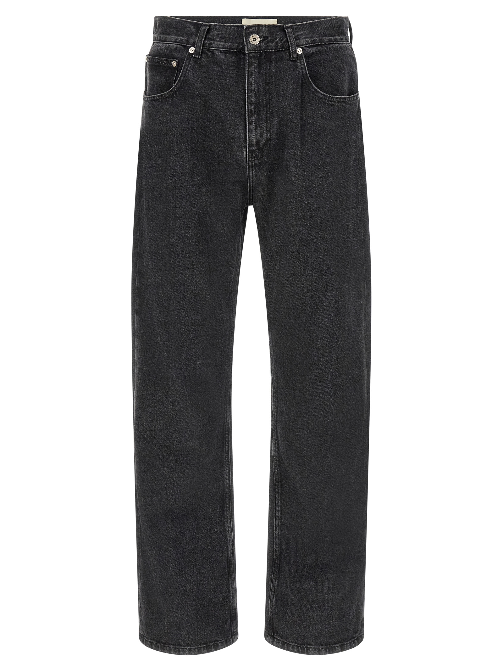 Black Cotton Straight-Leg Jeans