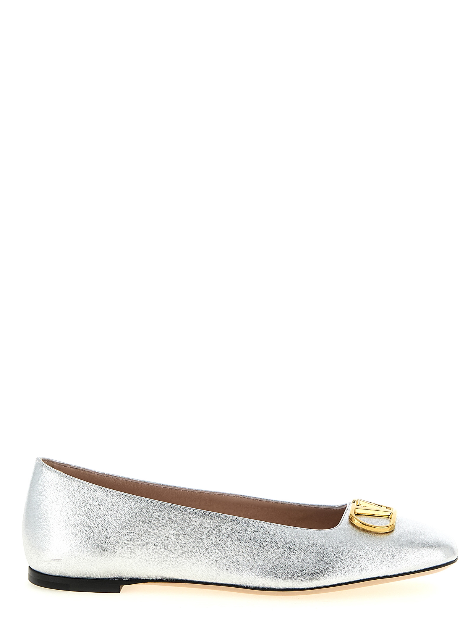 Silver Lamb Leather Ballet Flats