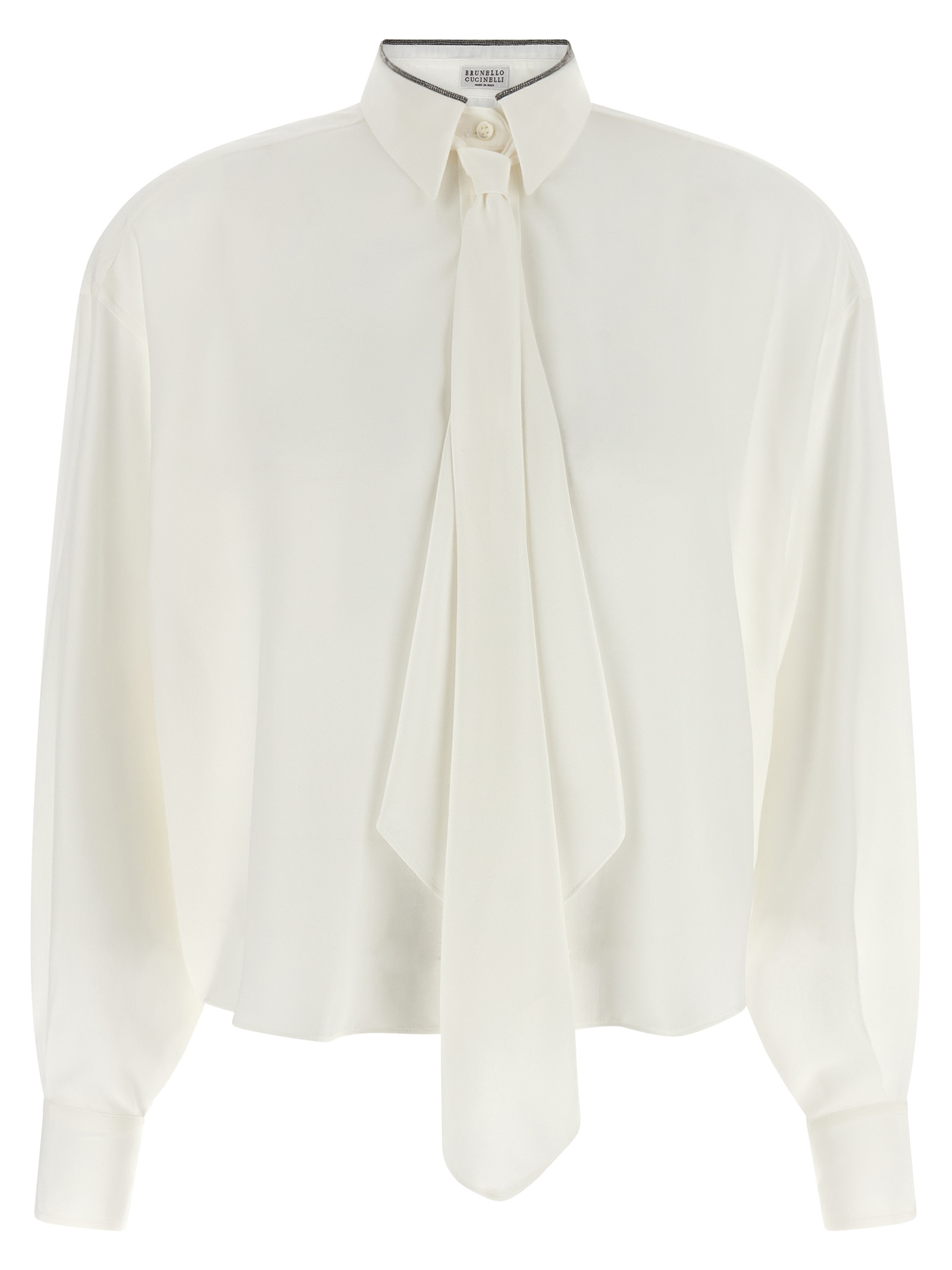 Brunello Cucinelli White Silk Women's Blouse