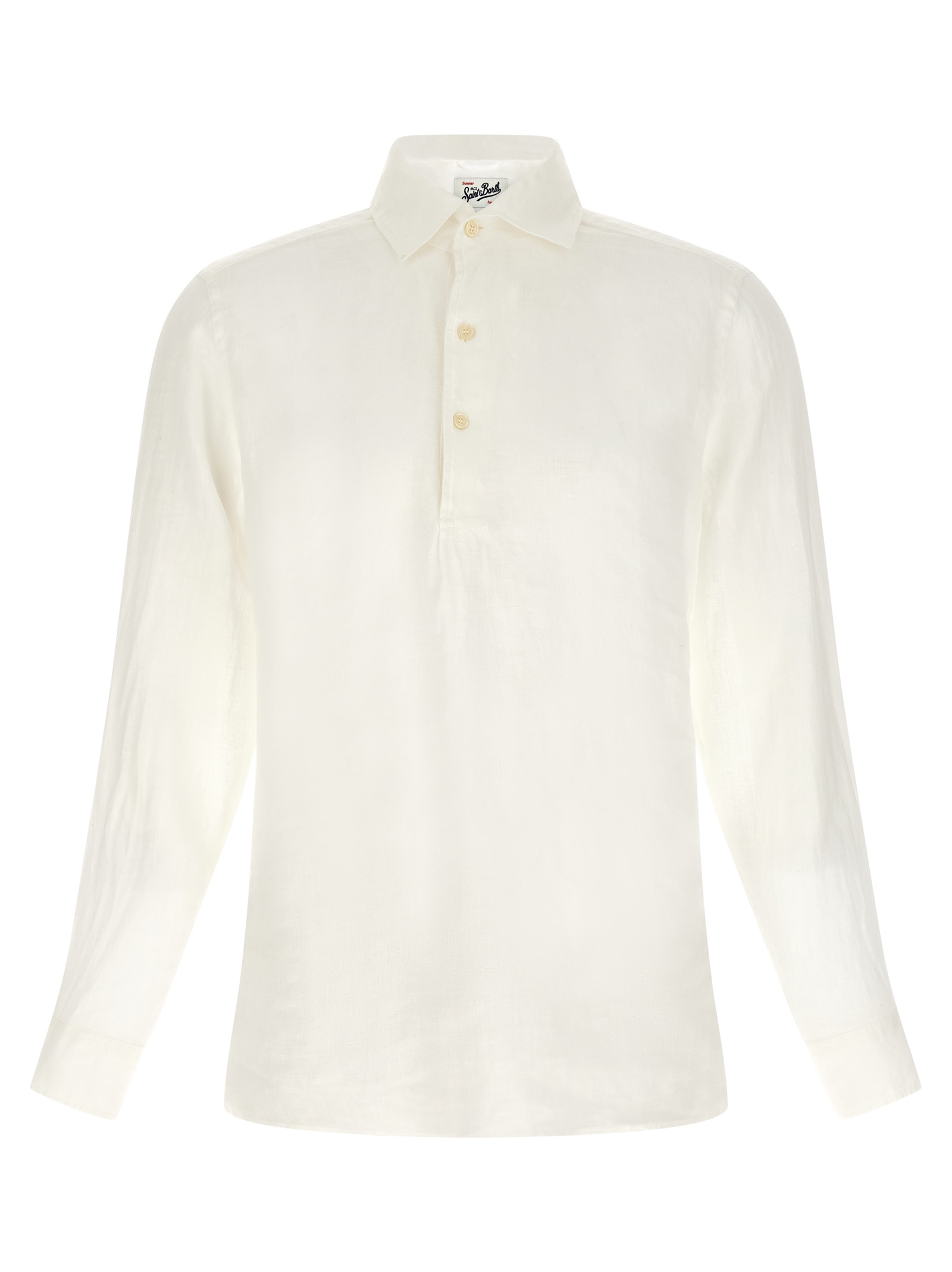 White Linen Polo Shirt