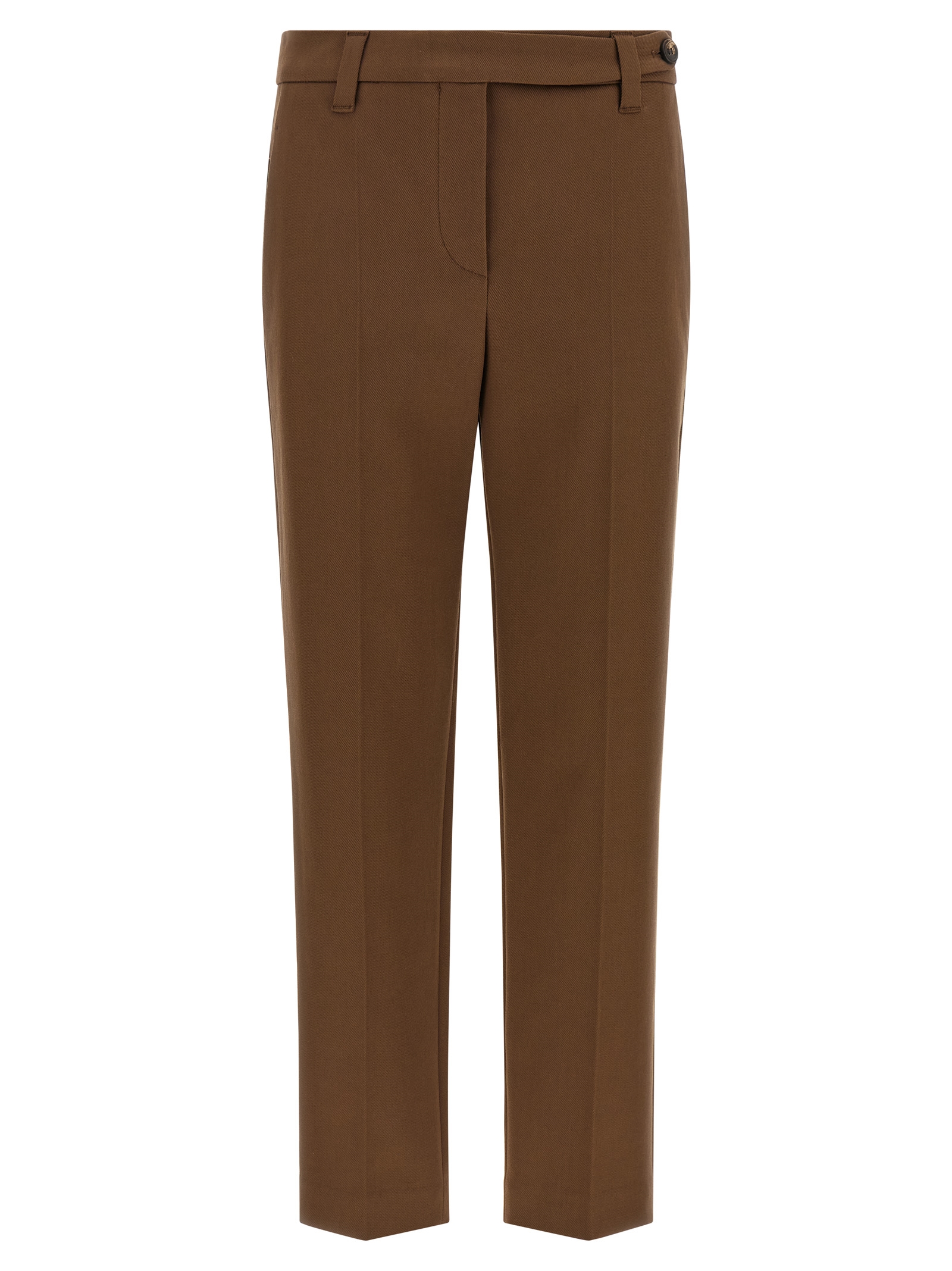 Brown Cotton Cropped Pants