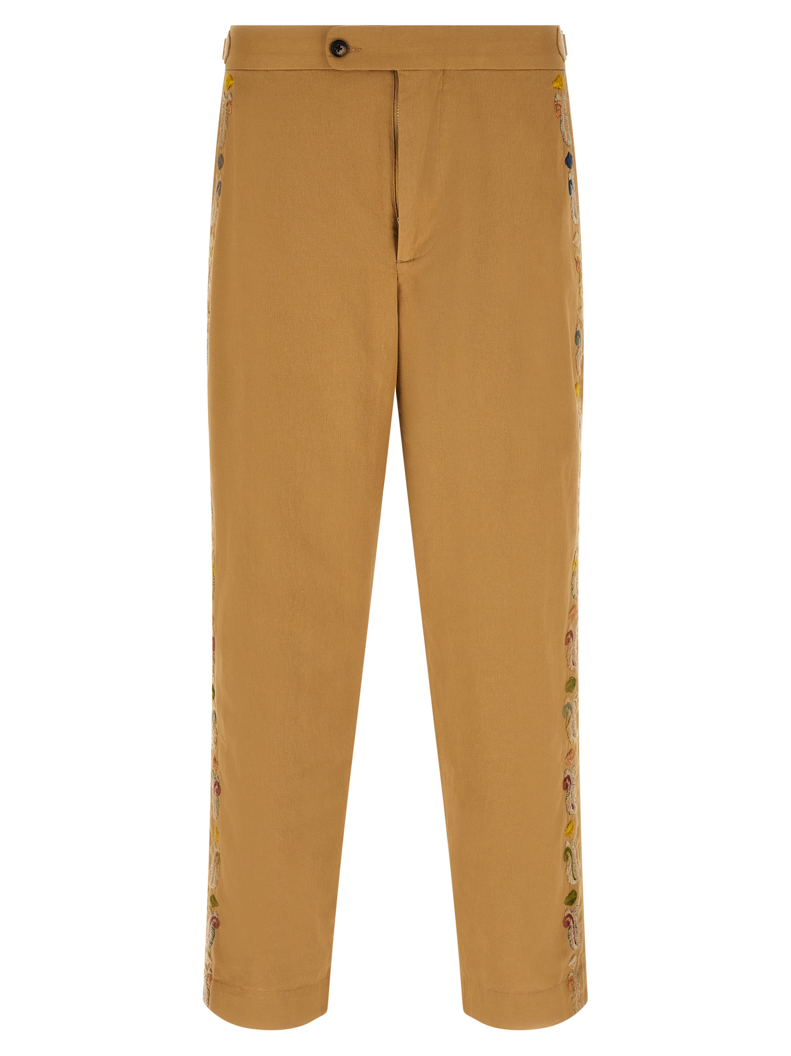 Beige Cotton Casual Pants