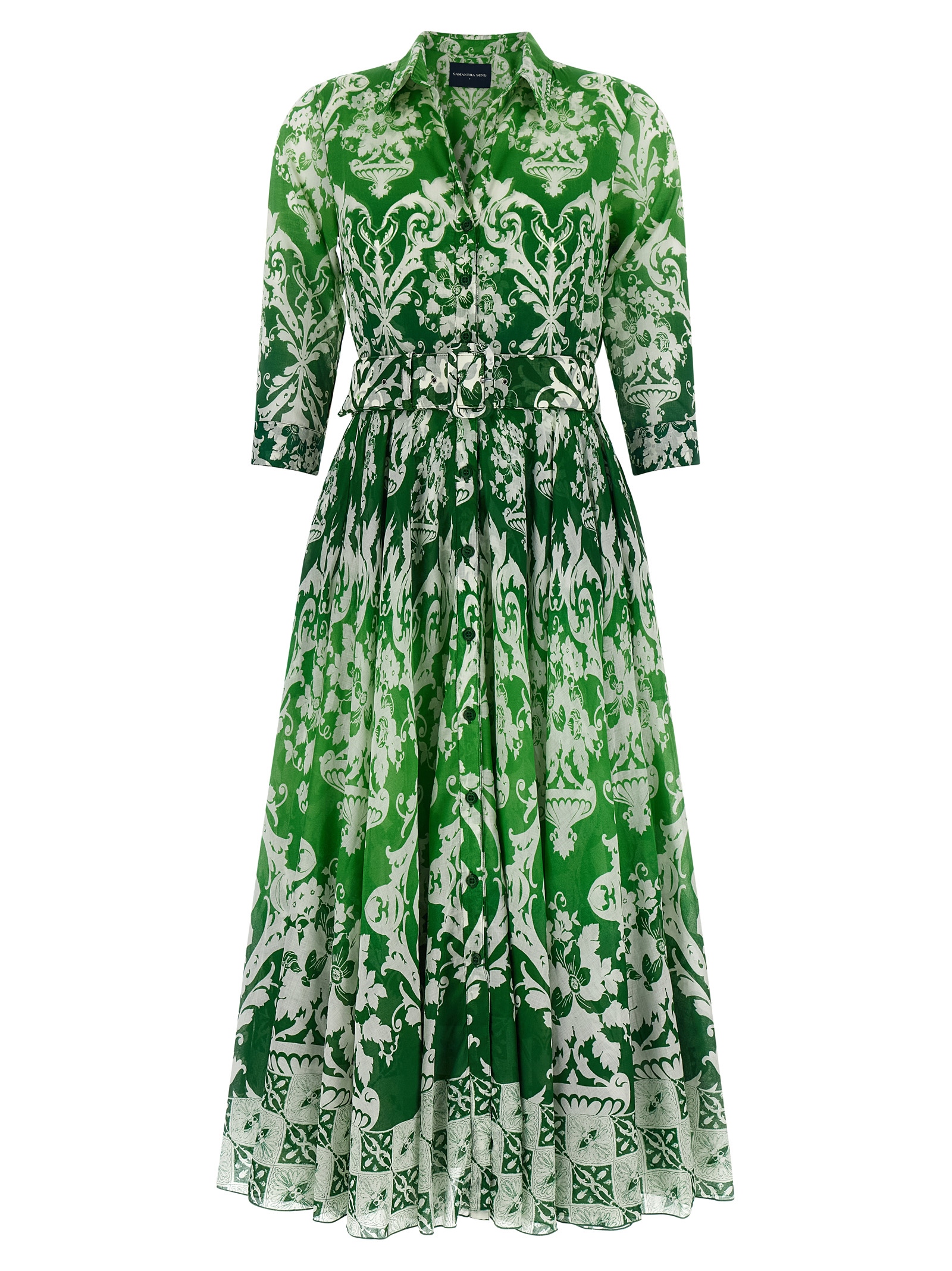 Bicolor Cotton Midi Dress
