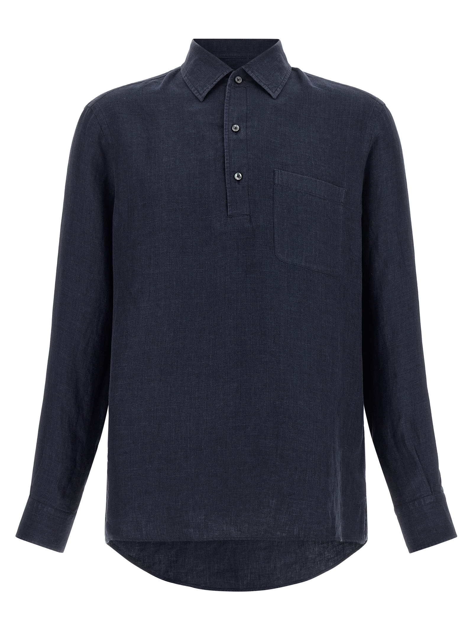 Blue Linen Polo Shirt