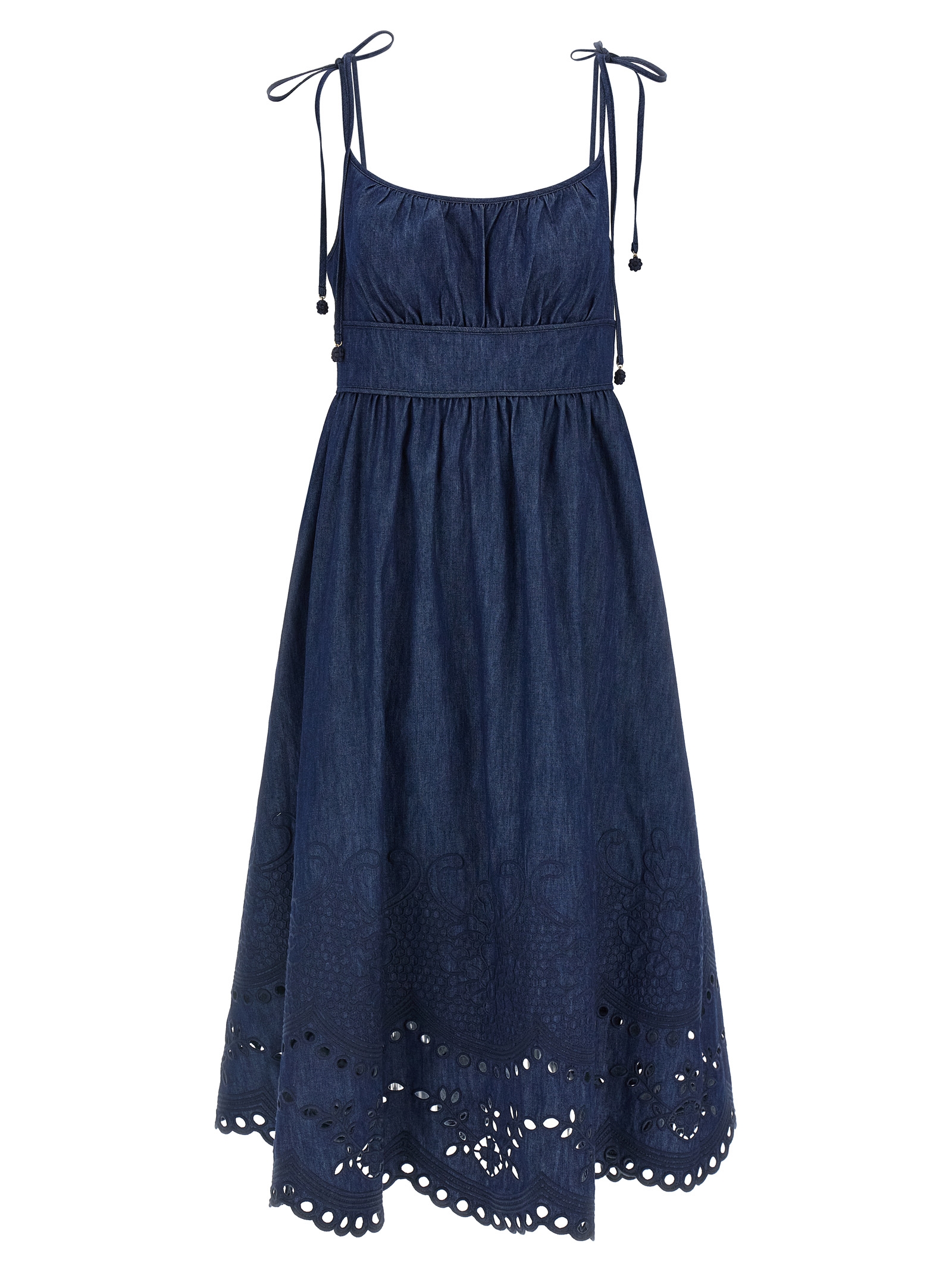 Blue Cotton Midi Dress