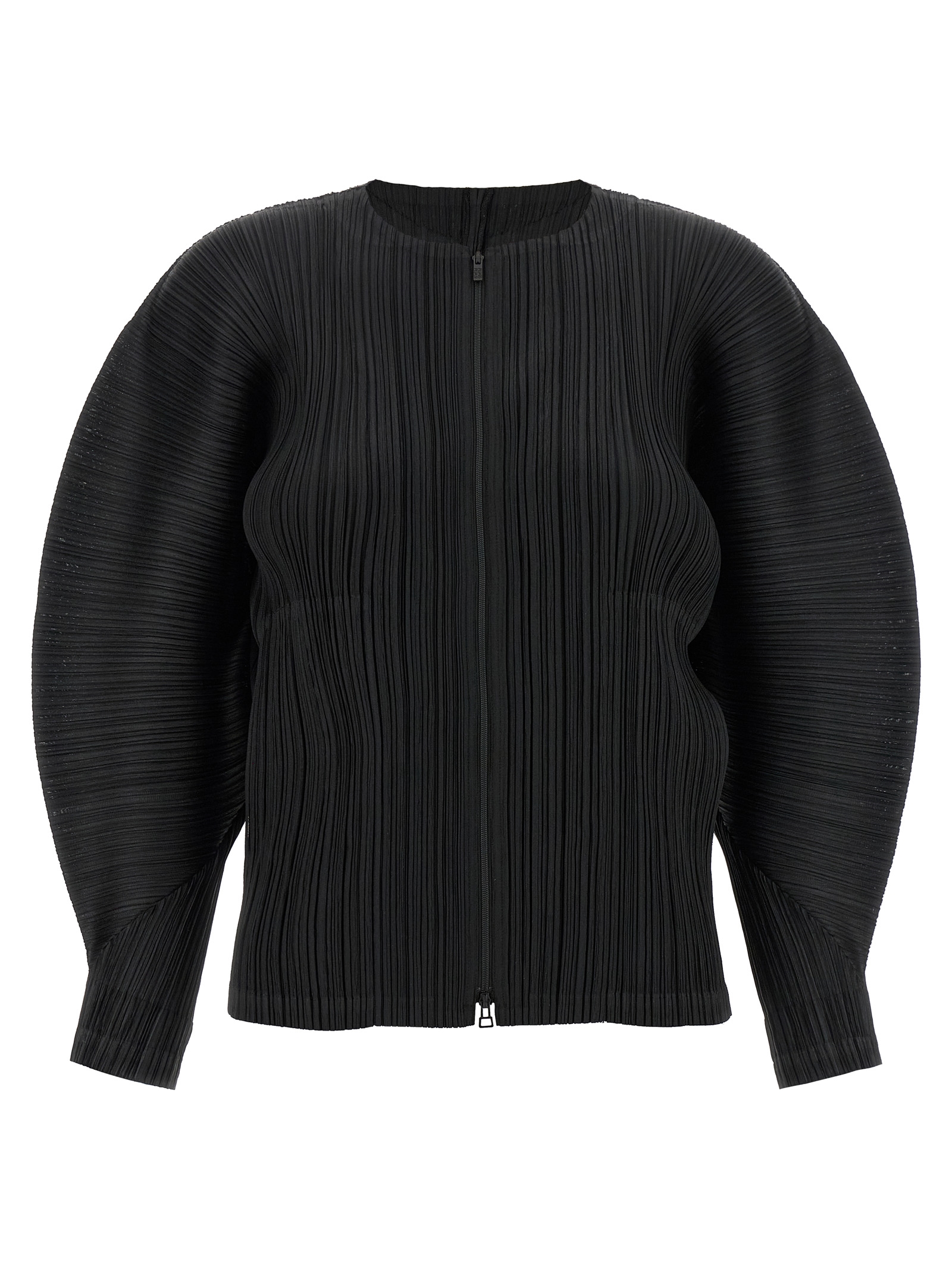 Black Polyester Full-Length Jacket