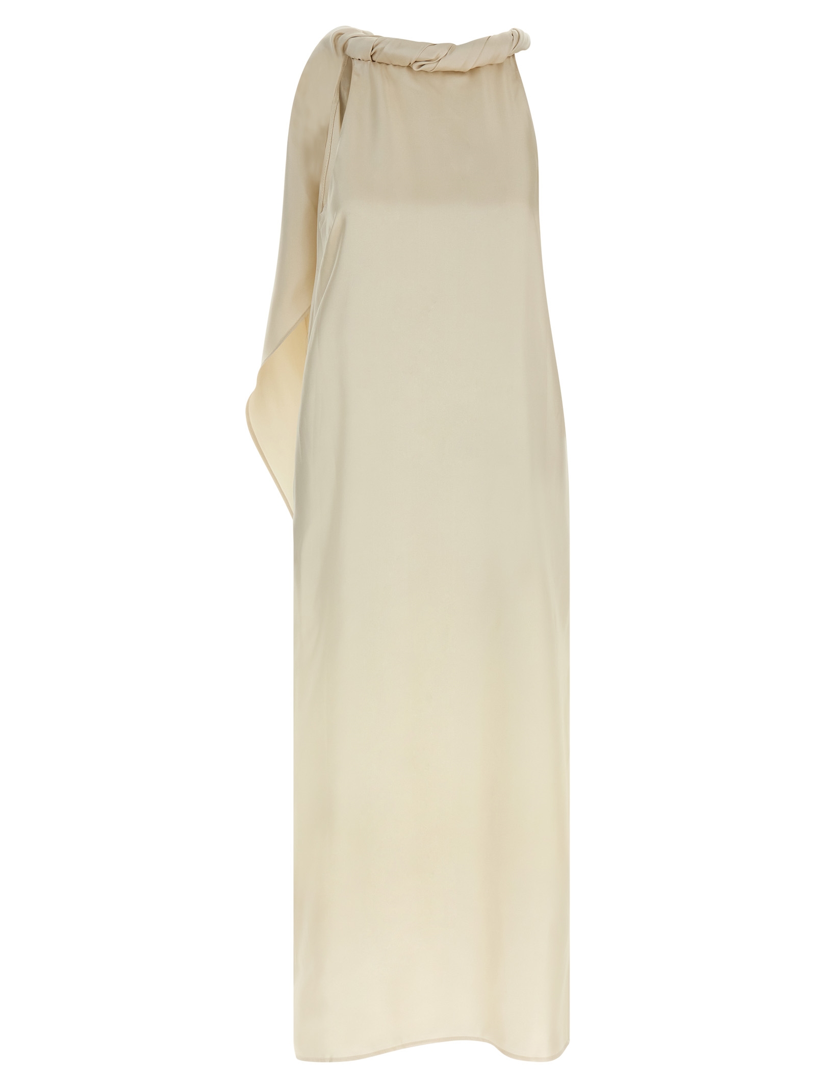 Beige Silk Midi Dress