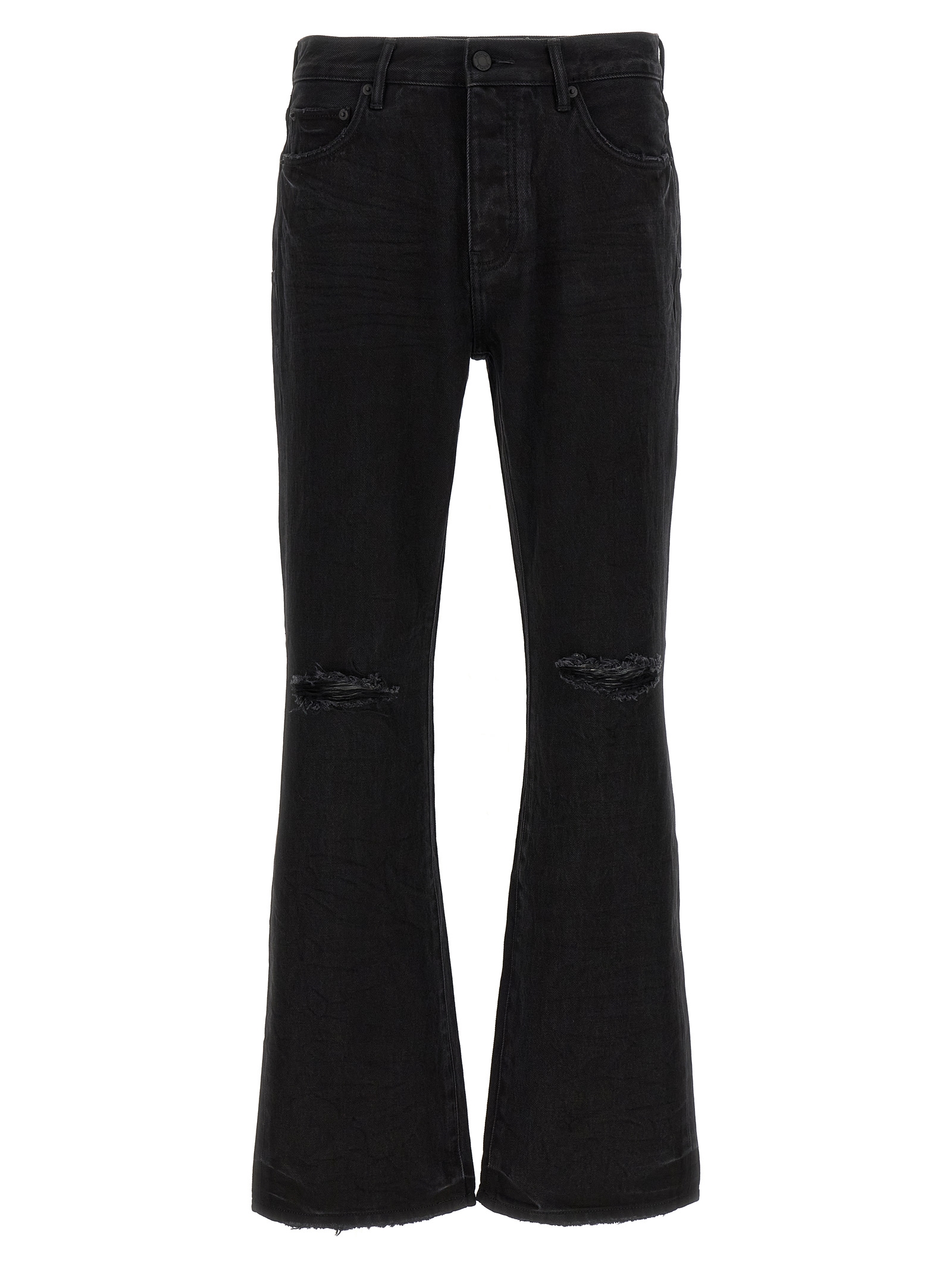 Black Cotton Flared Jeans