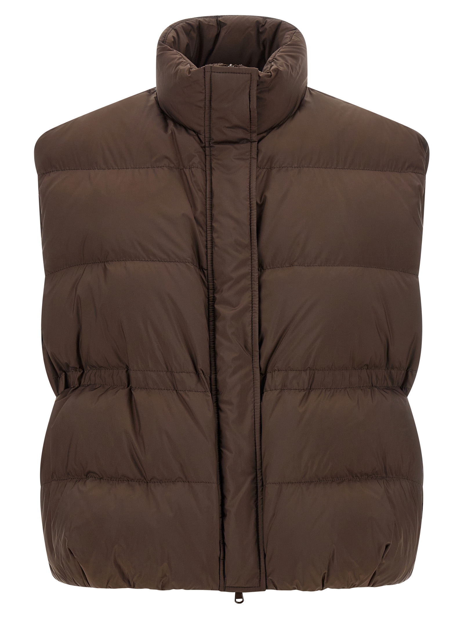 Brown Polyester Sleeveless Jacket