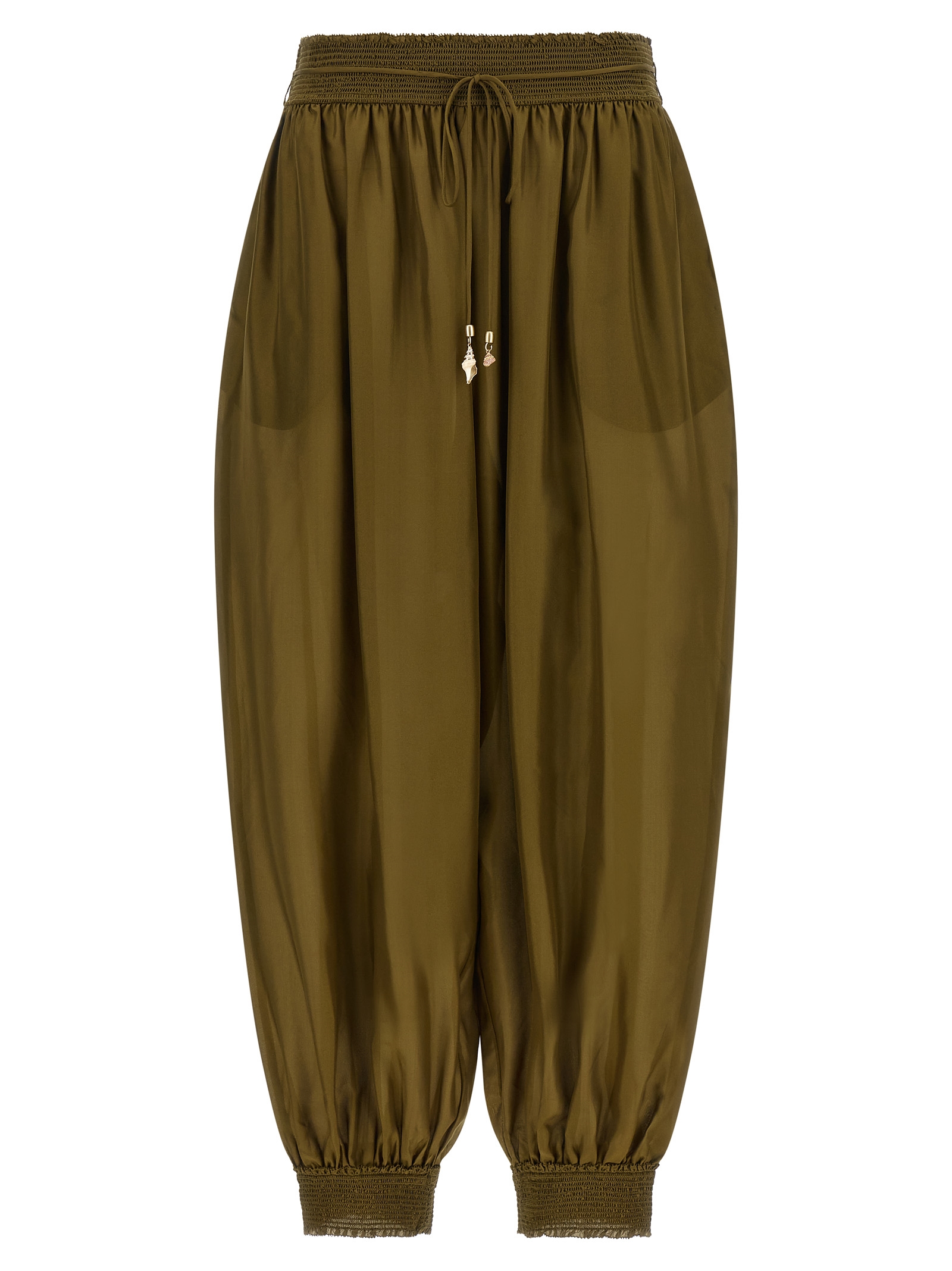 Bicolor Silk Casual Pants
