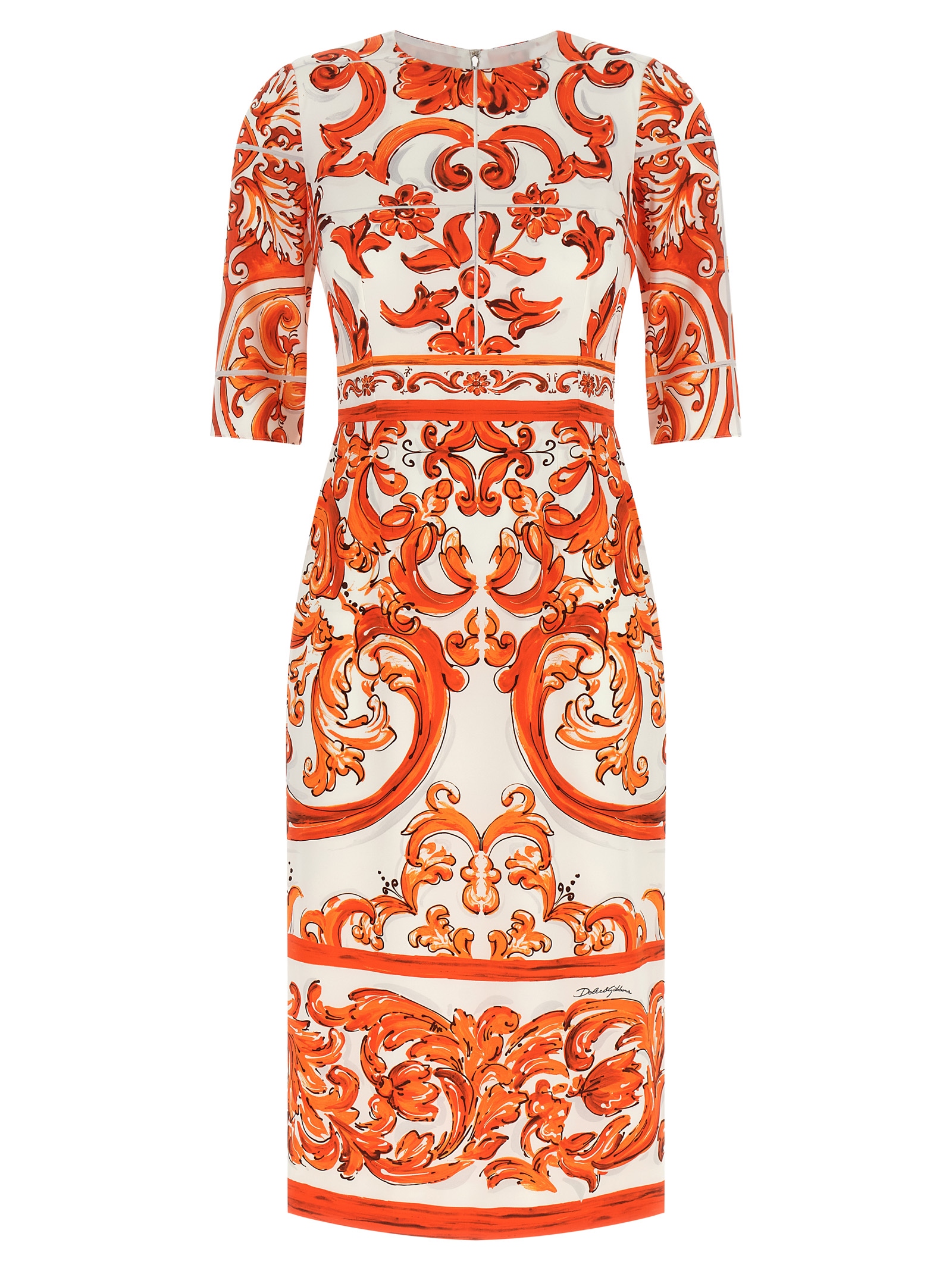Dolce & Gabbana Orange Silk Midi Dress - Women
