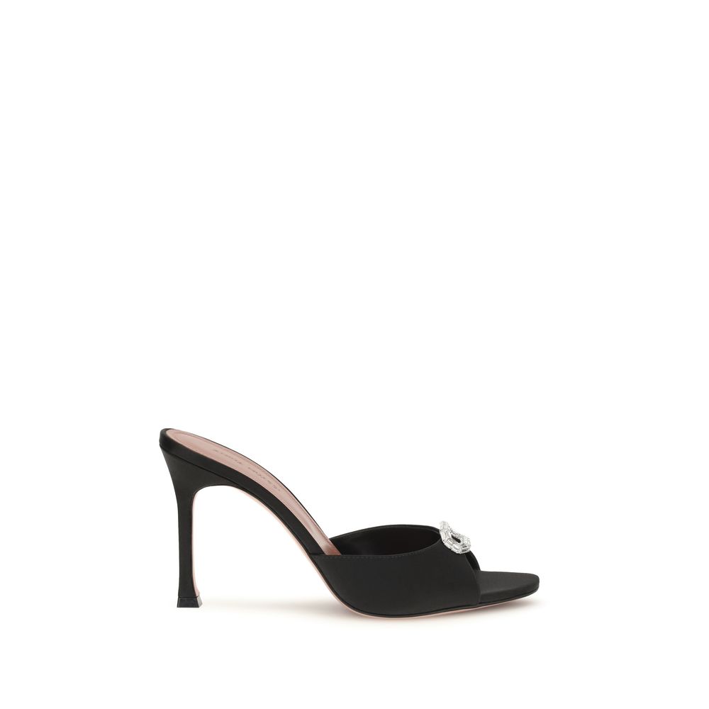 Black Silk Stiletto Heel Sandals