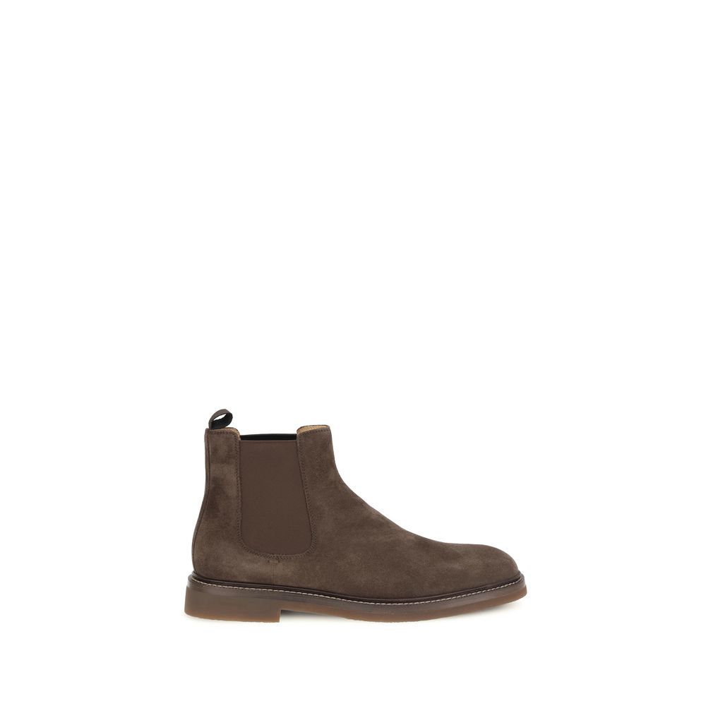 Brunello Cucinelli Brown Calf Leather Bos Taurus Chelsea Boots - Men