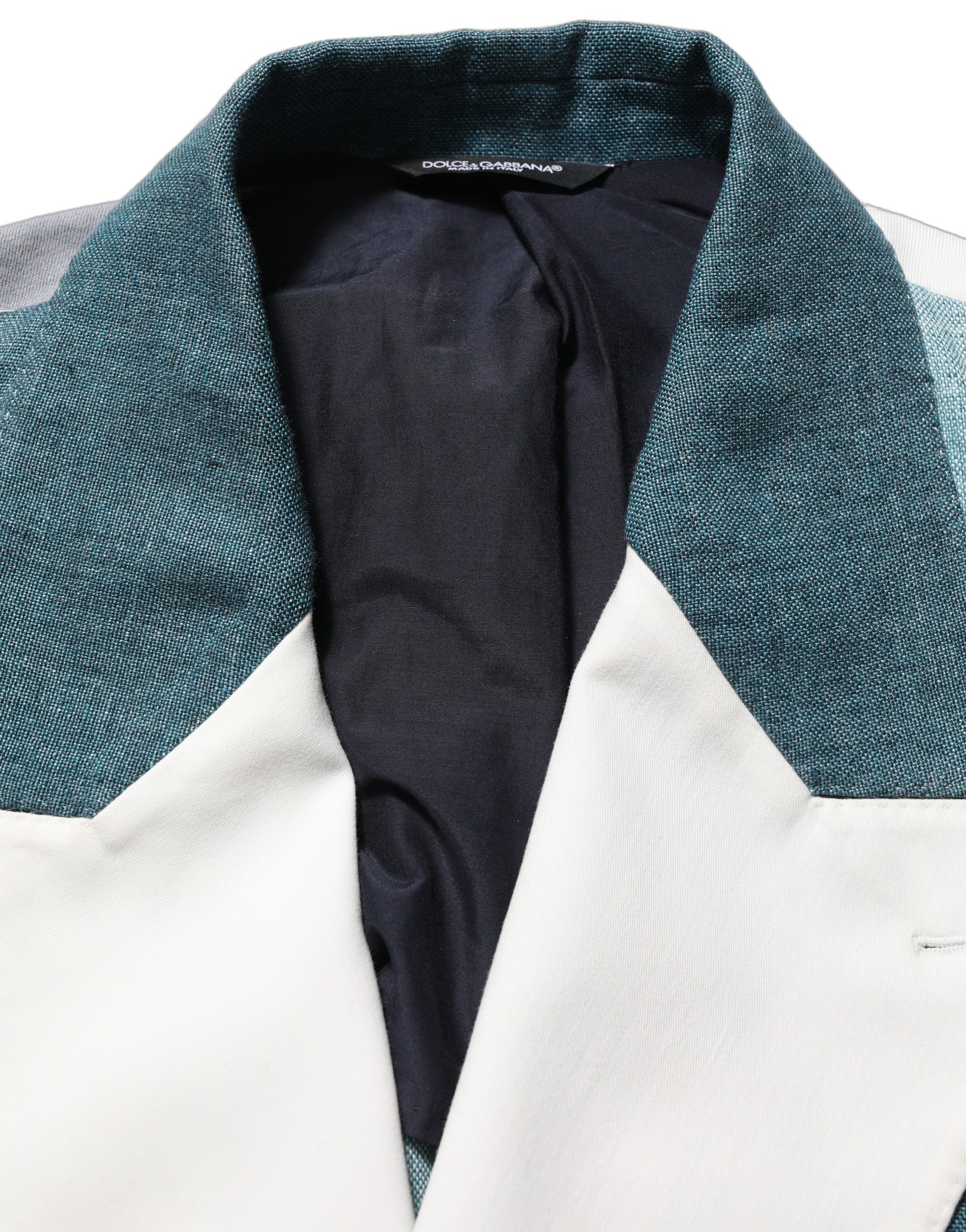Dolce & Gabbana Multicolor Patchwork Linen Double Breasted Jacket Flax Cotton Clothing - Men