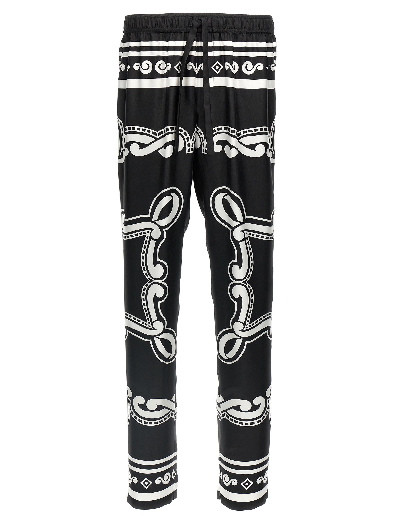 Bicolor Silk Casual Pants