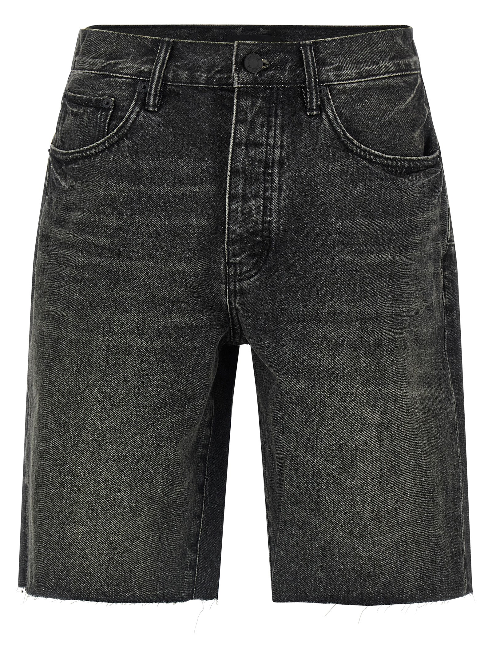 Black Cotton Bermuda Shorts