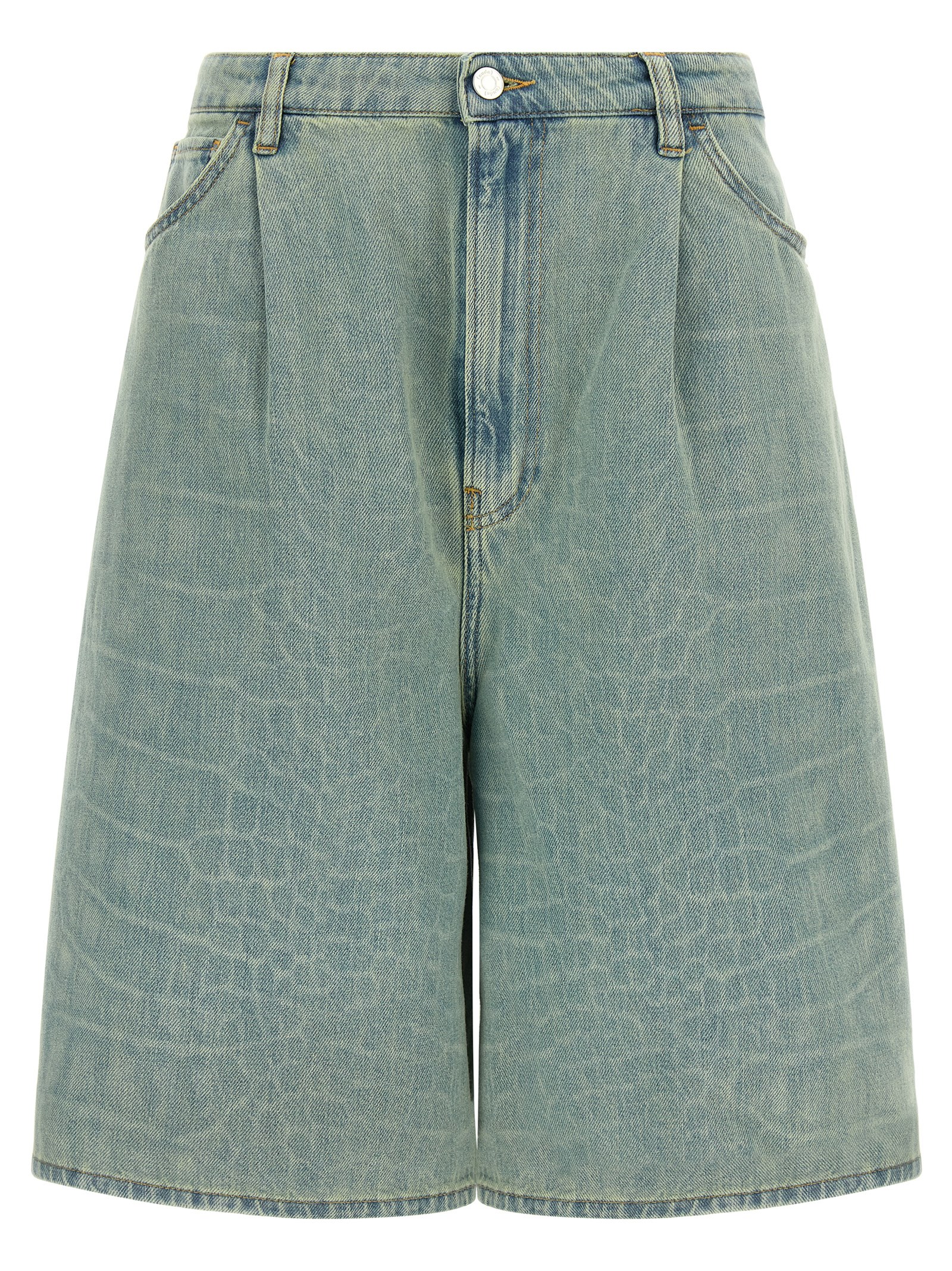 Blue Cotton Bermuda Shorts