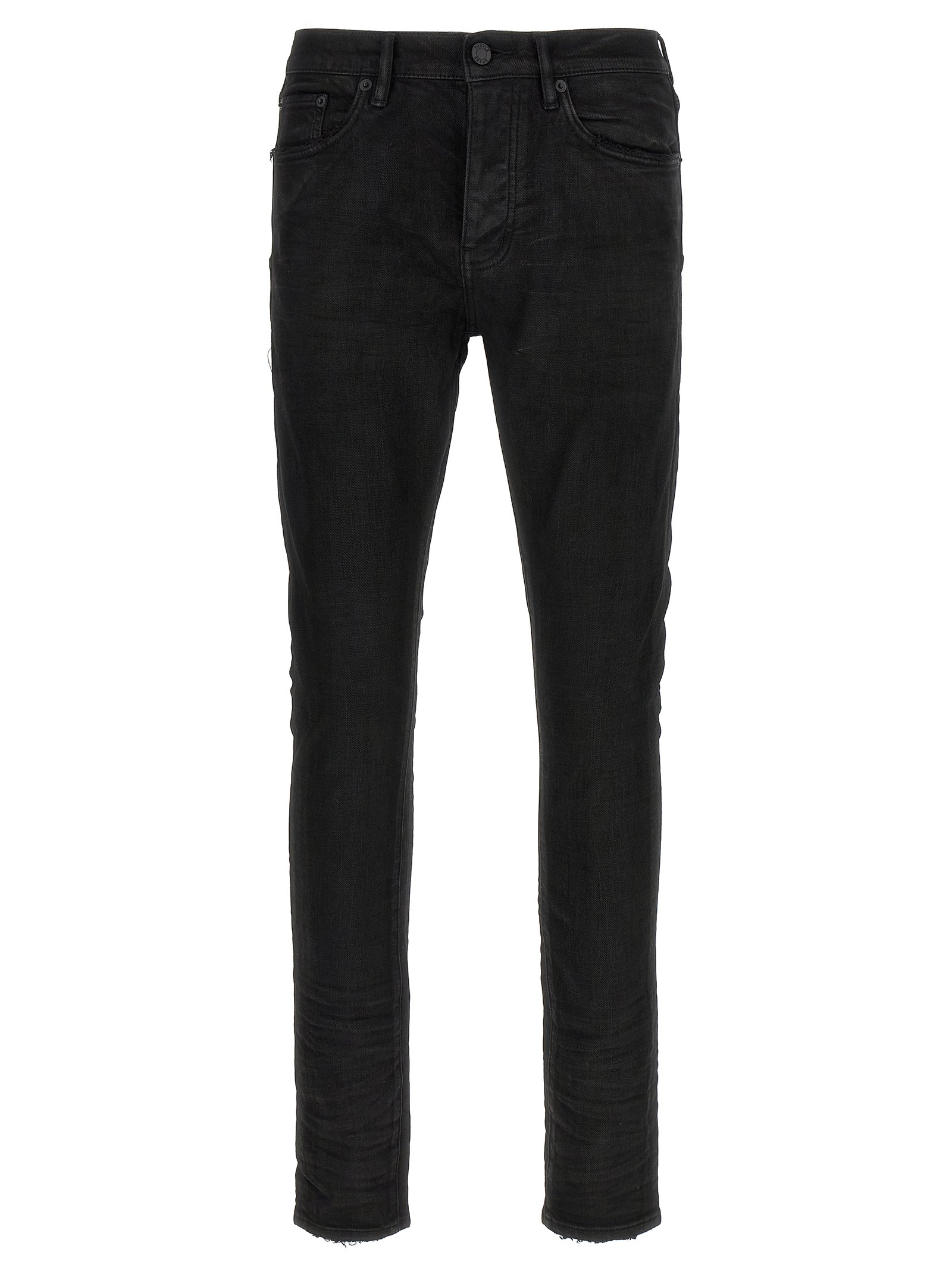 Black Cotton Tapered Jeans
