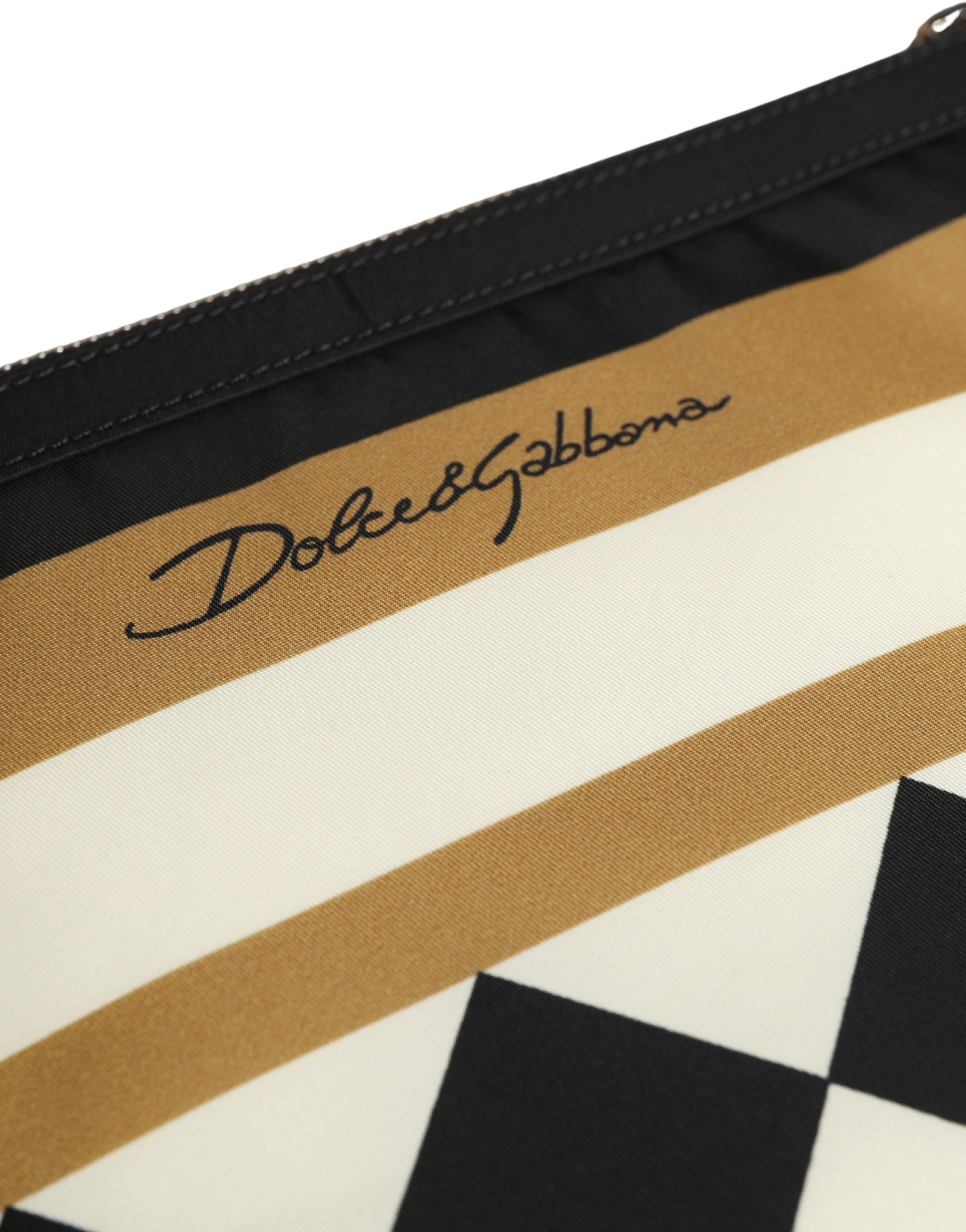 Multicolor Checkered Logo Print Nylon Clutch Borse Bag