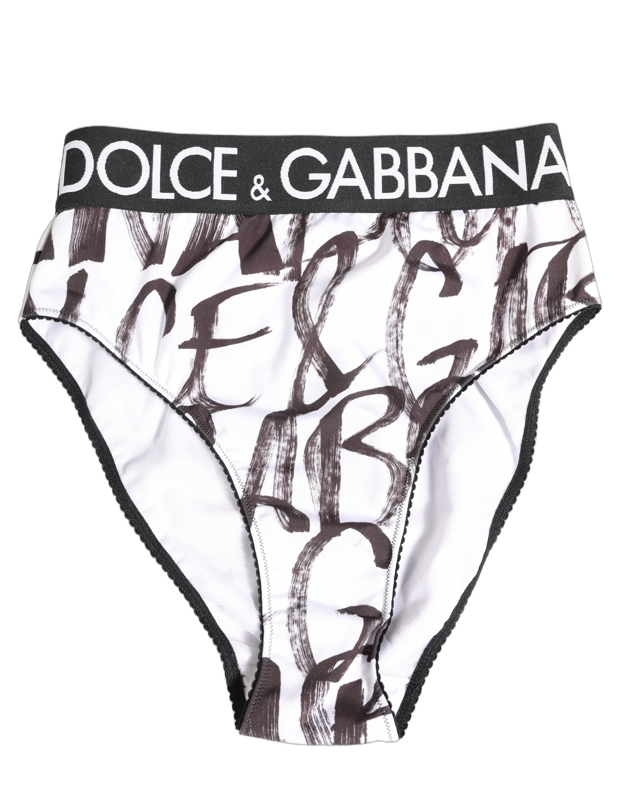 White Black Graphic Logo High Brief Underwear