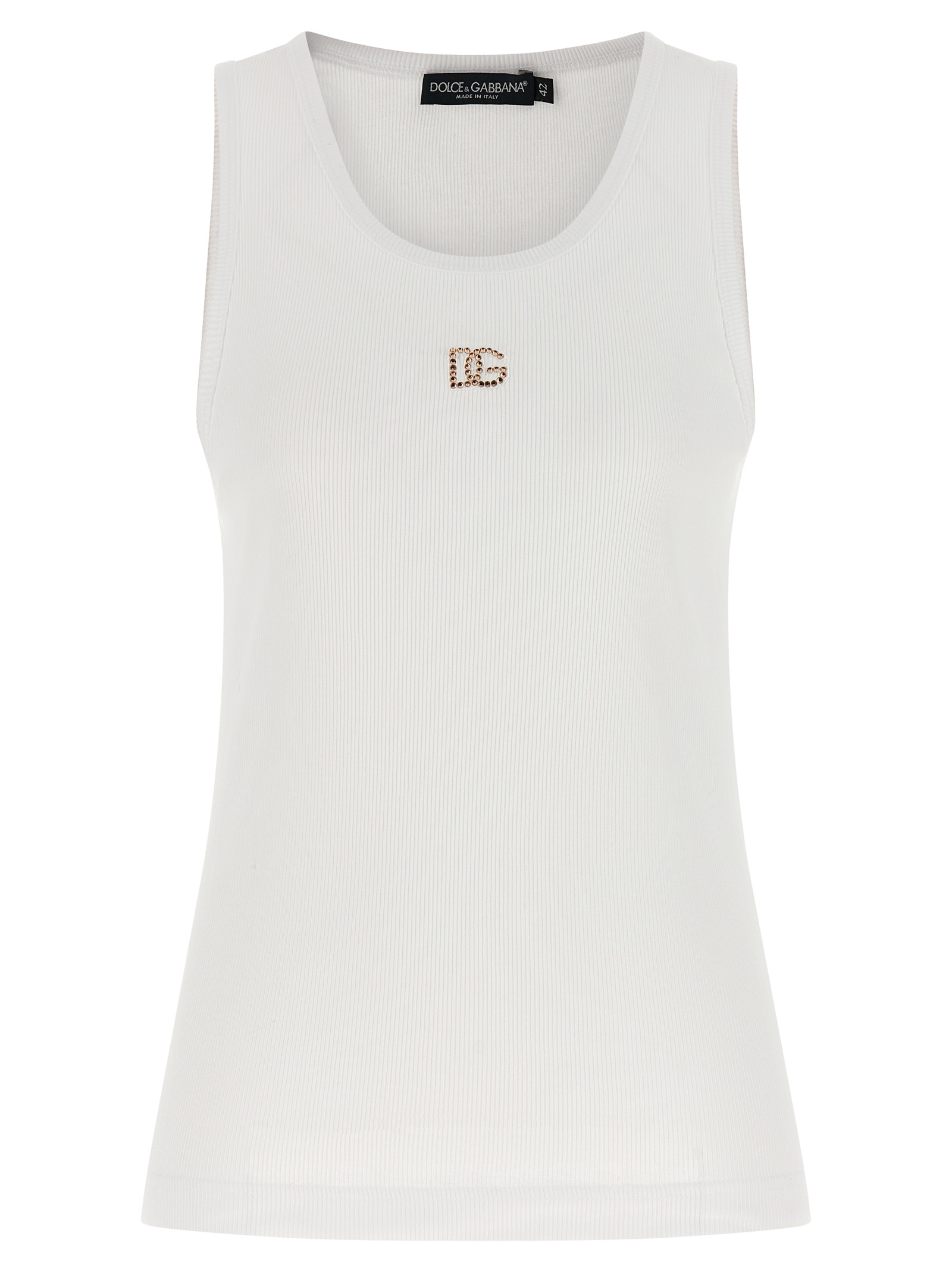 White Cotton Sleeveles T-Shirt