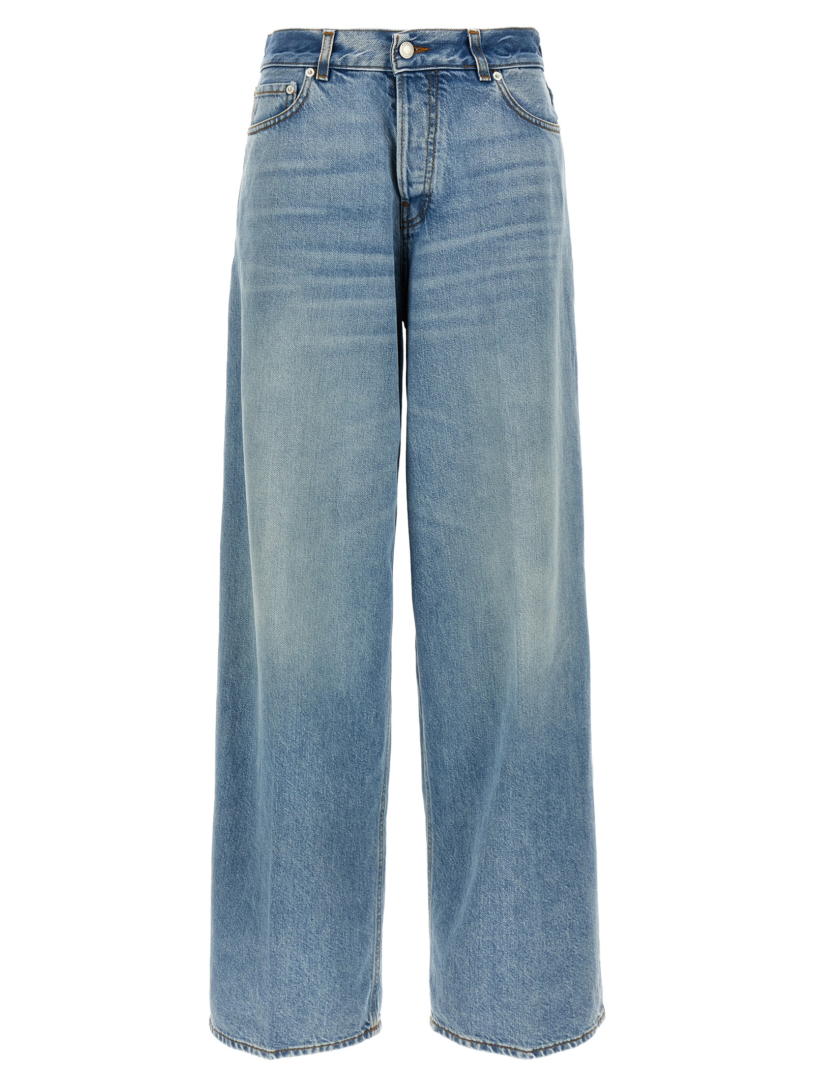 Blue Cotton Straight-Leg Jeans