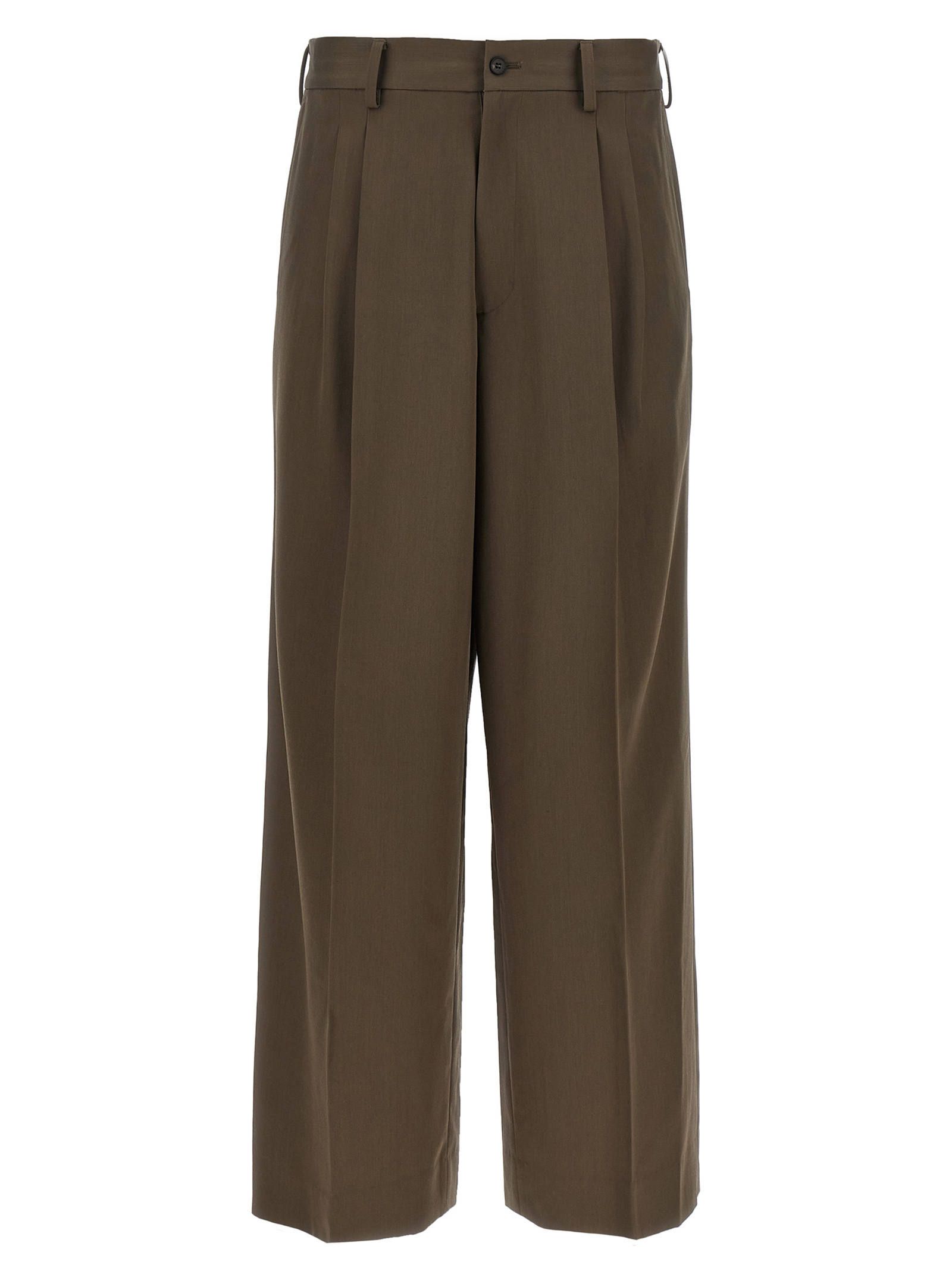 Brown Wool Casual Pants