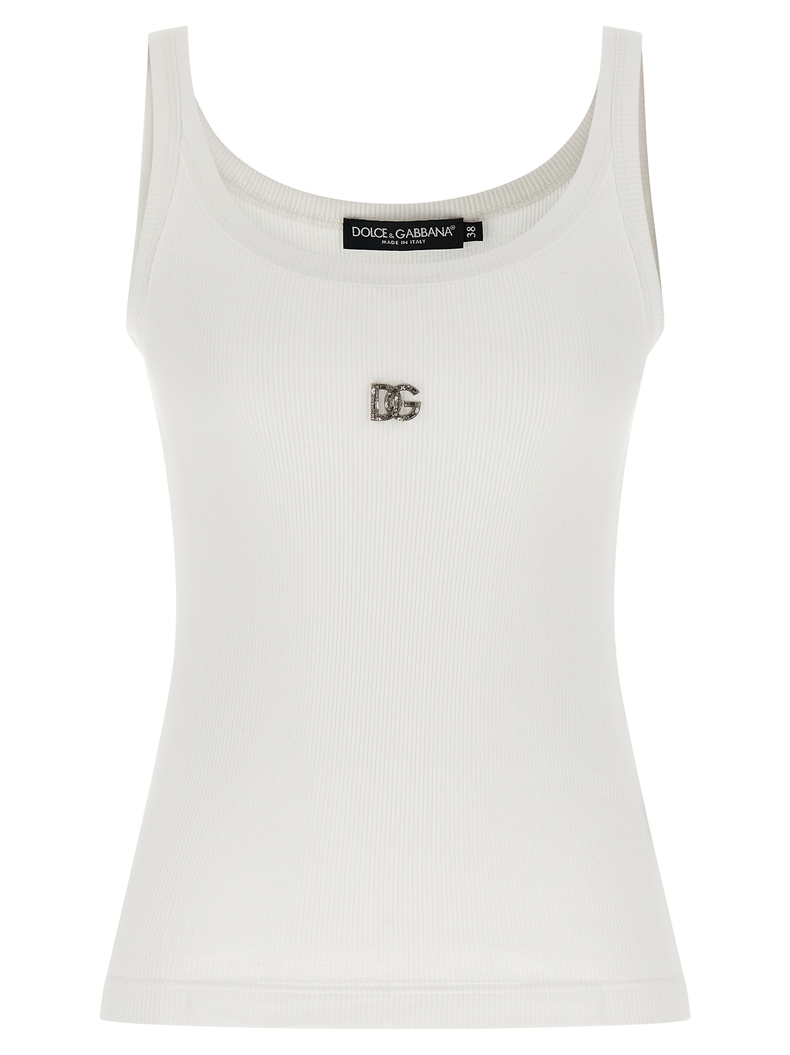 White Cotton Sleeveles T-Shirt