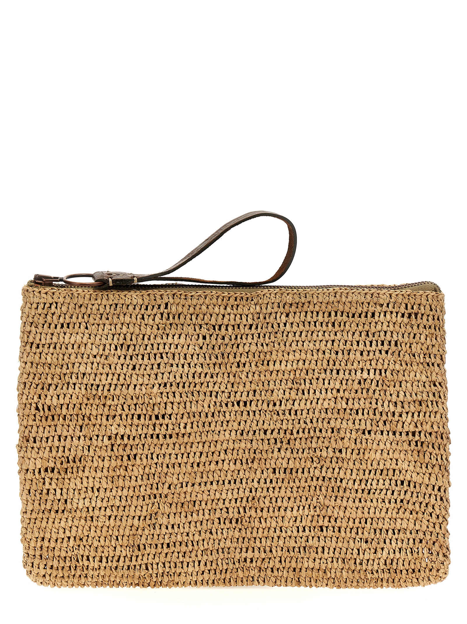 Beige Raffia Clutch Bag