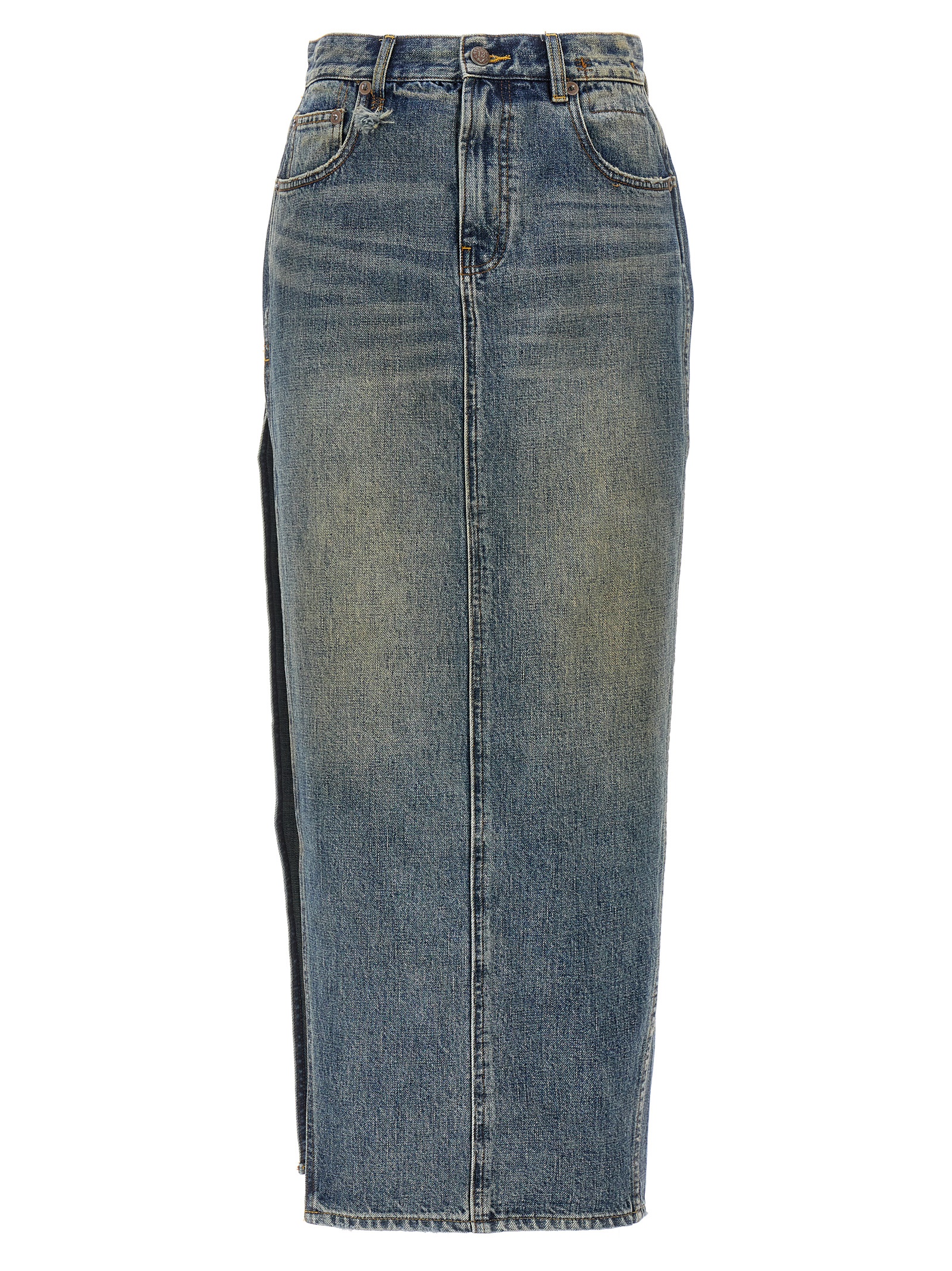 Blue Cotton Mini Skirt