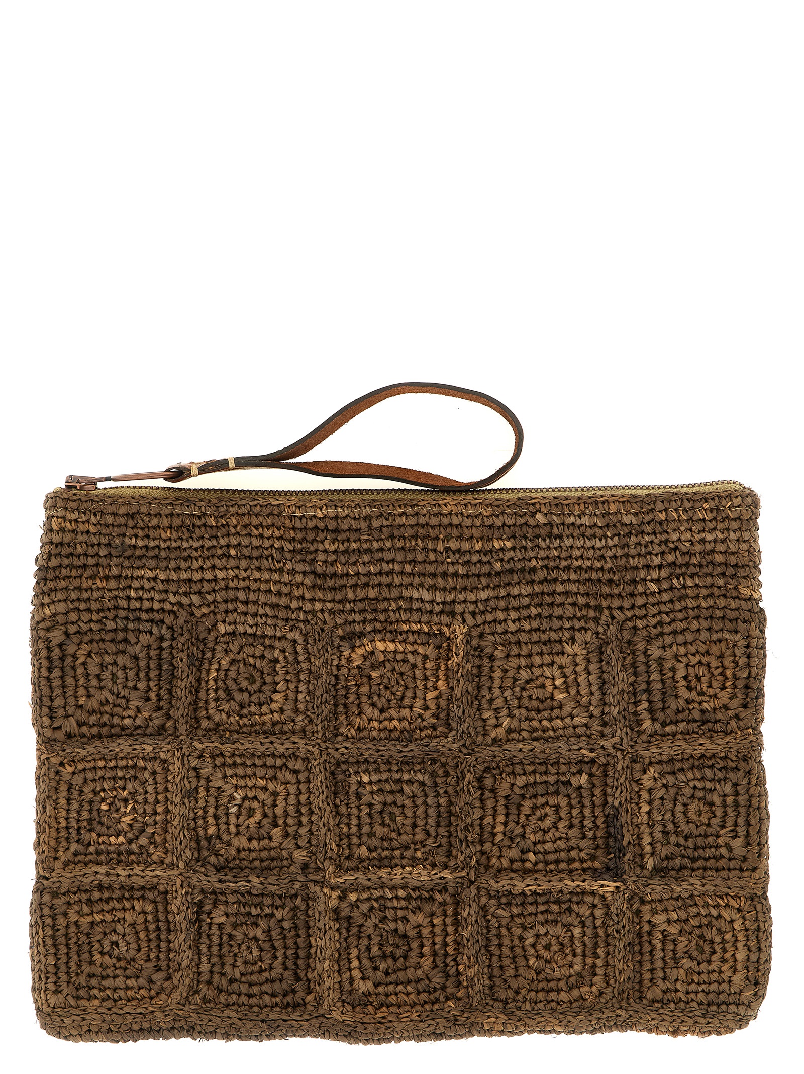 Brown Raffia Clutch Bag