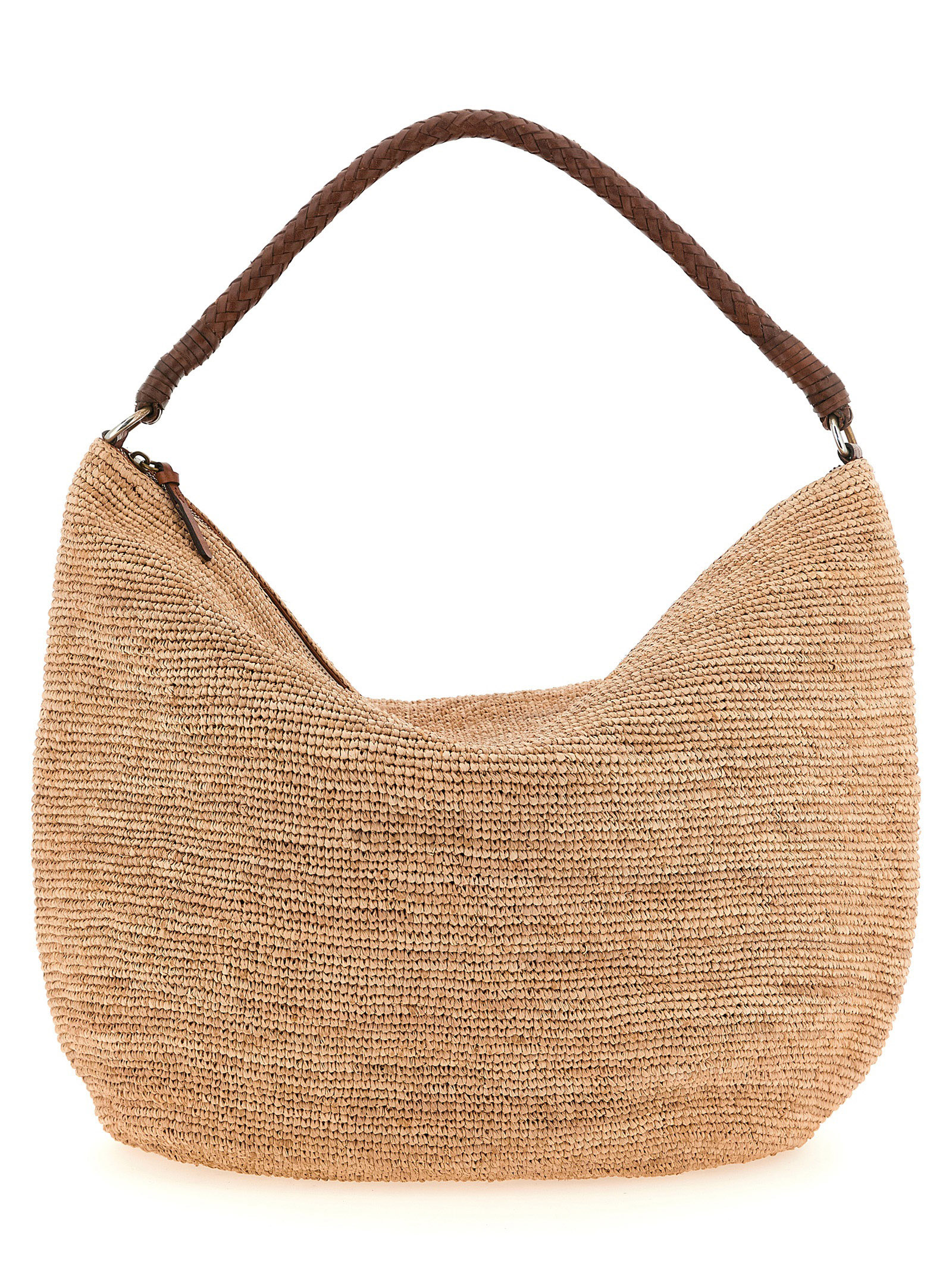 Beige Raffia Shoulder Bag
