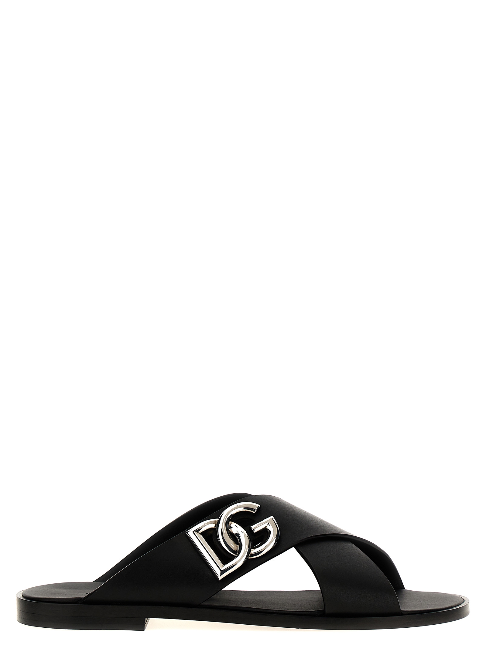 Black Calfskin Slides