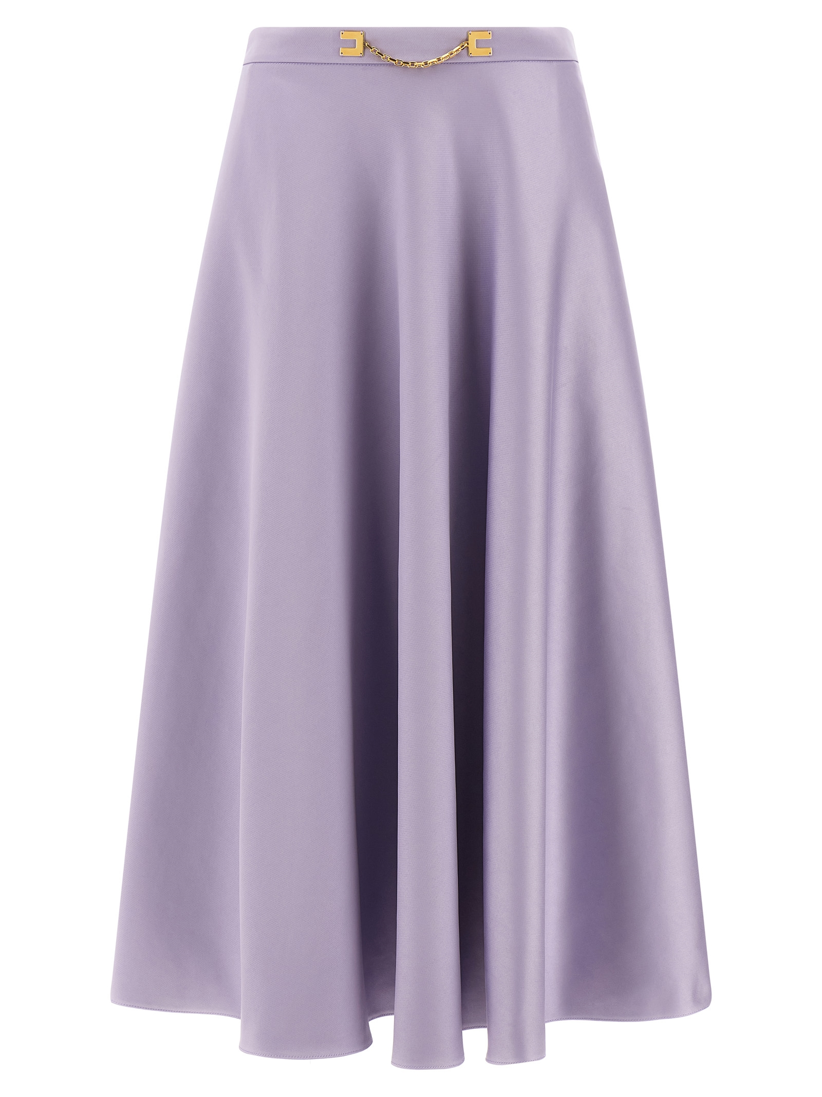 Purple Polyester Midi Skirt