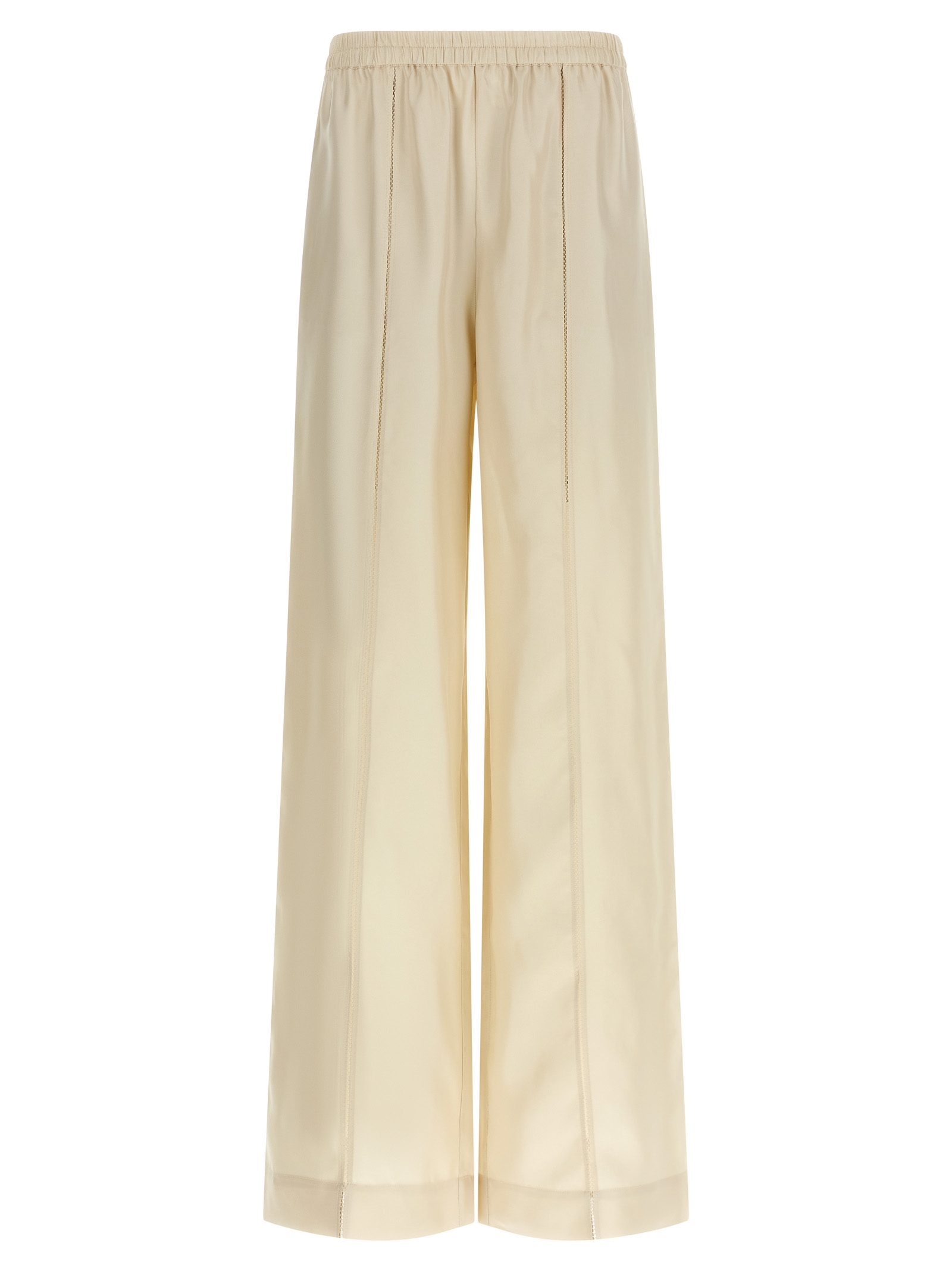 Beige Silk Casual Pants