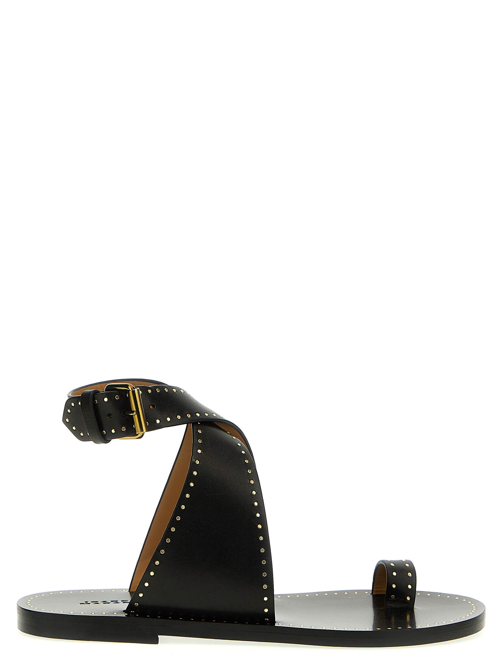 Black Calfskin Flat Sandals