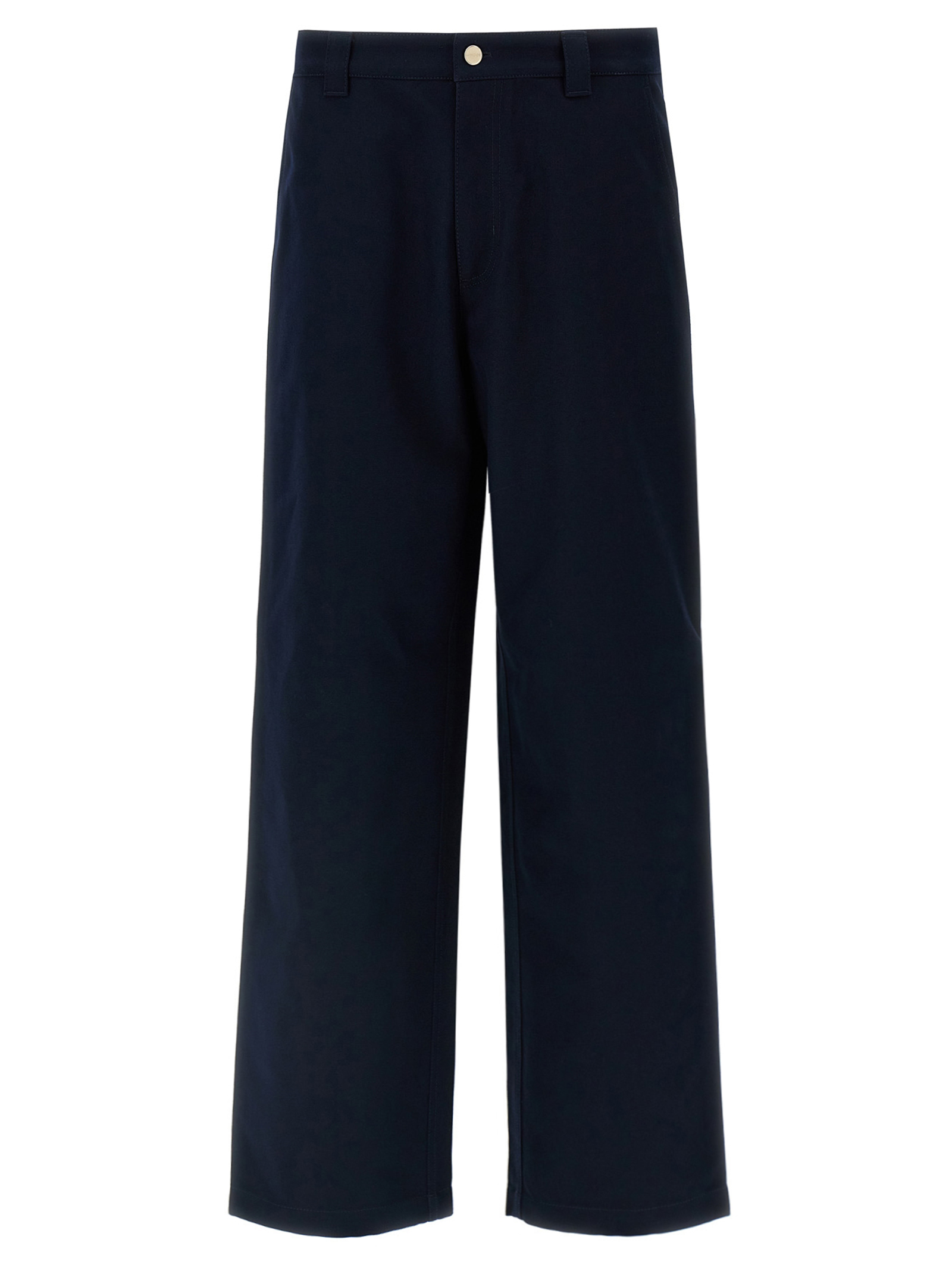 Blue Cotton Casual Pants
