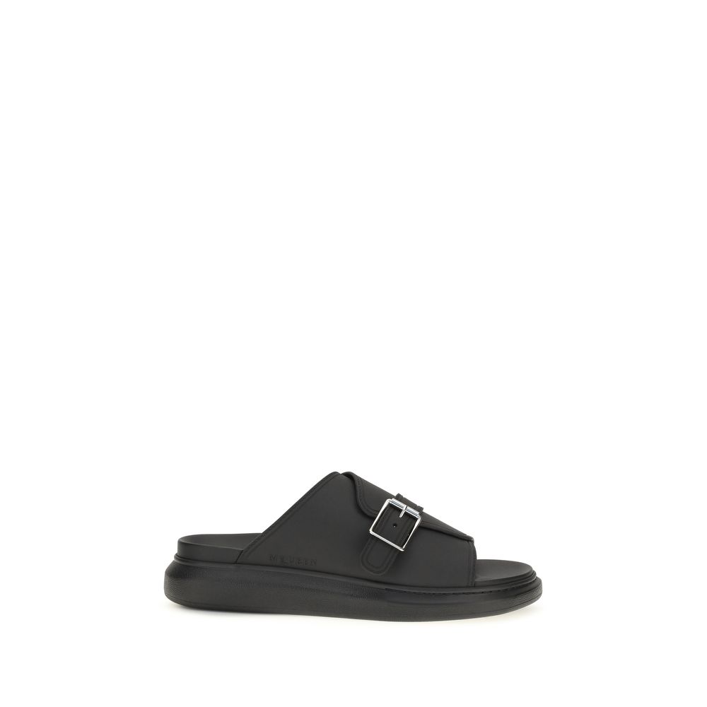 Black Polyurethane Sandals