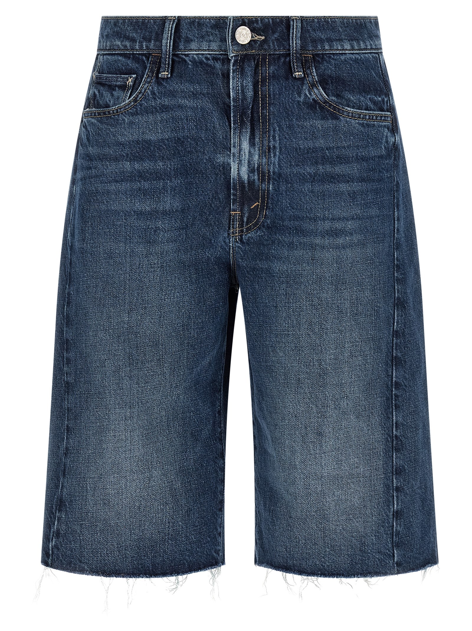Blue Cotton Bermuda Shorts